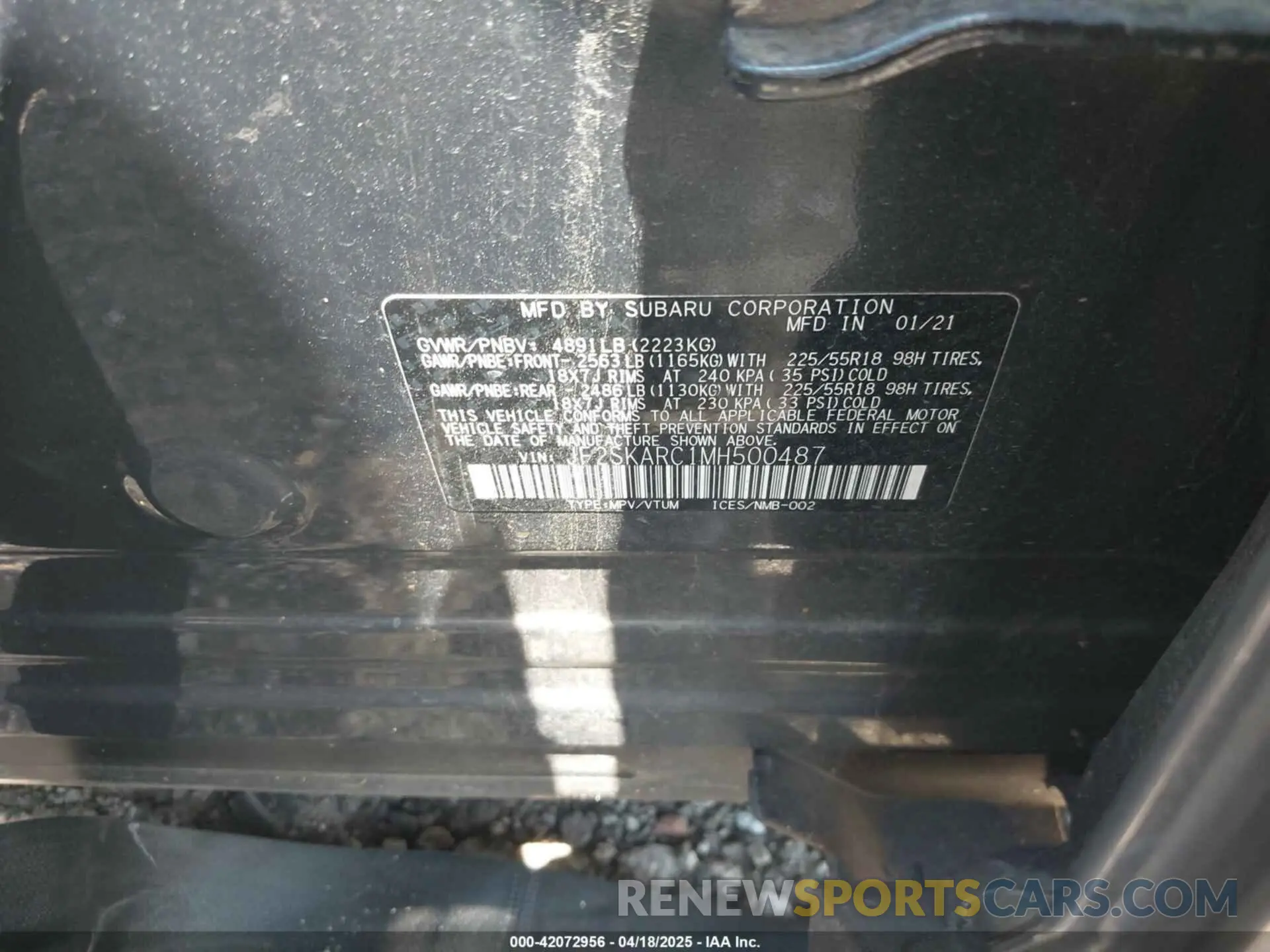 9 Photograph of a damaged car JF2SKARC1MH500487 SUBARU FORESTER 2021