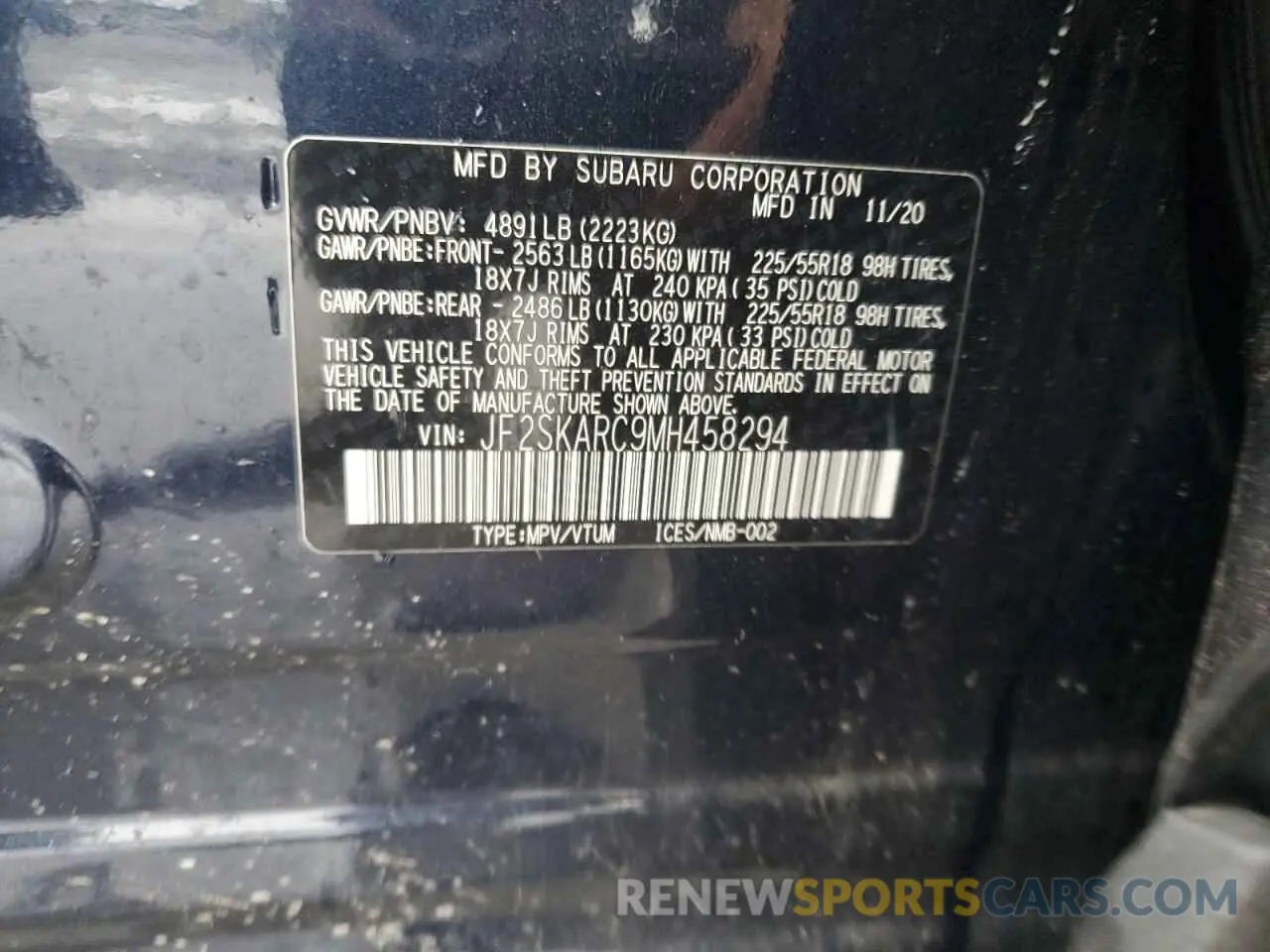 12 Фотография поврежденного автомобиля JF2SKARC9MH458294 SUBARU FORESTER 2021