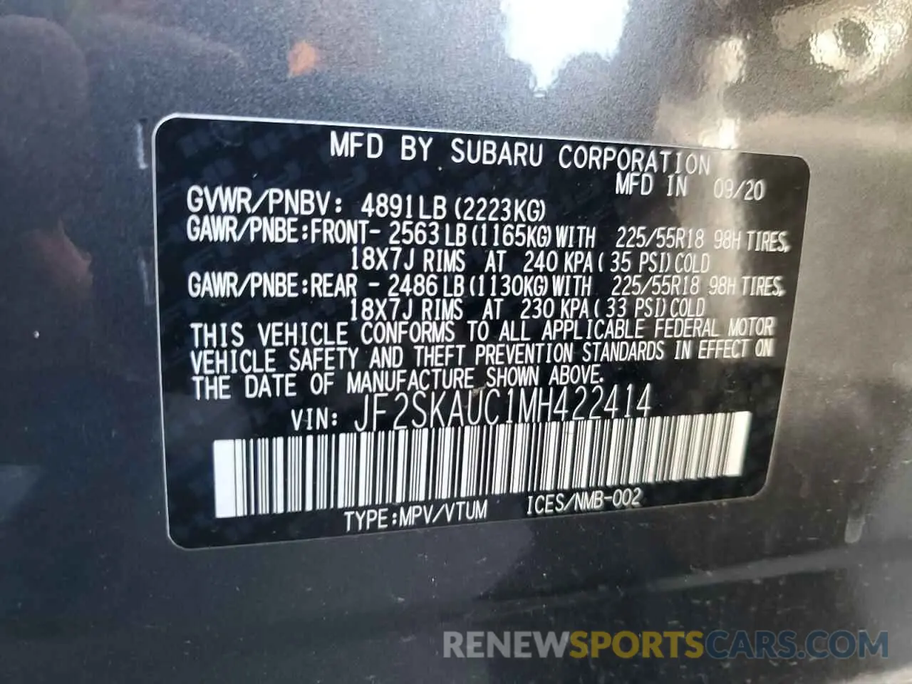 15 Photograph of a damaged car JF2SKAUC1MH422414 SUBARU FORESTER 2021