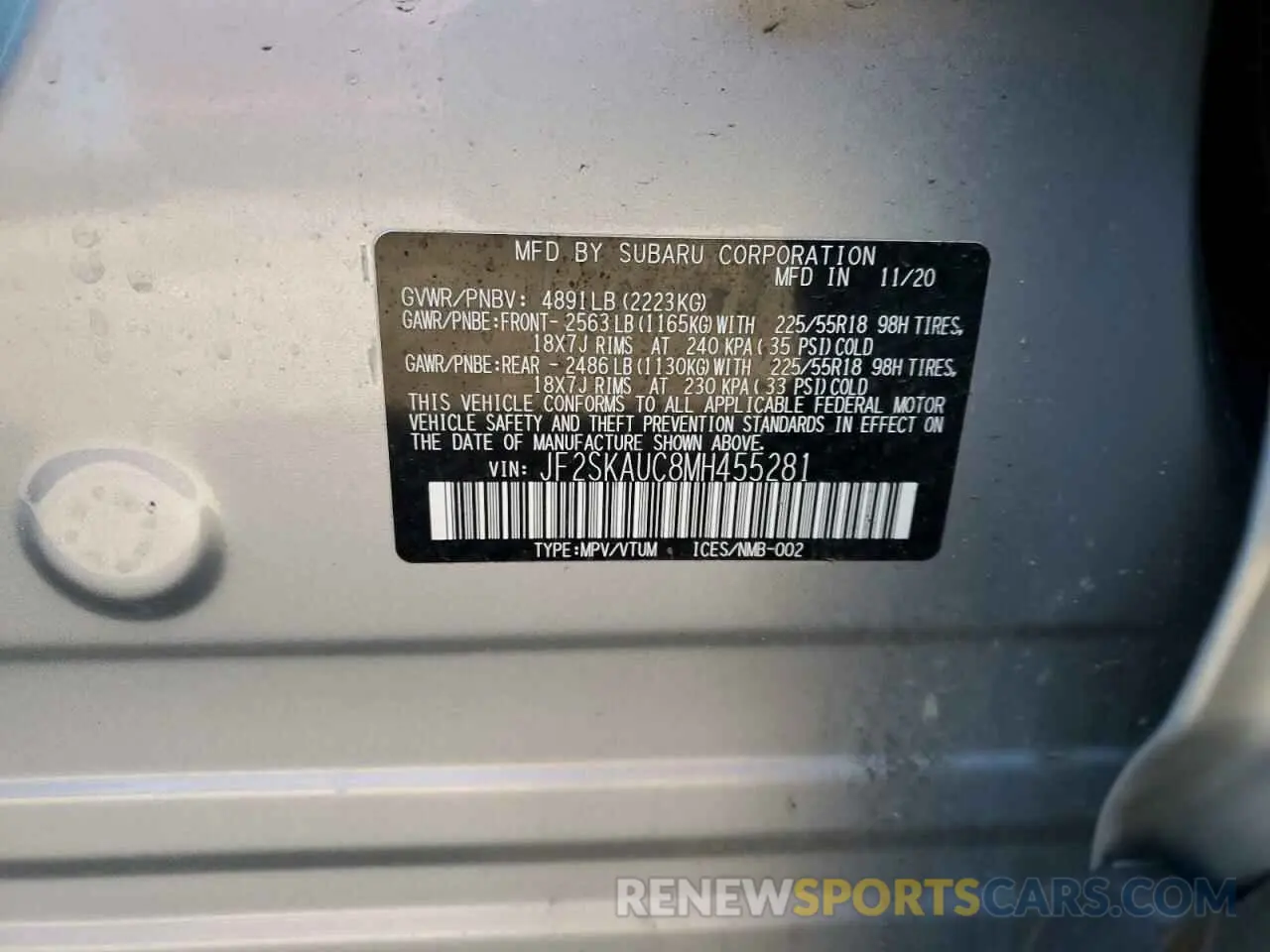 16 Фотография поврежденного автомобиля JF2SKAUC8MH455281 SUBARU FORESTER 2021