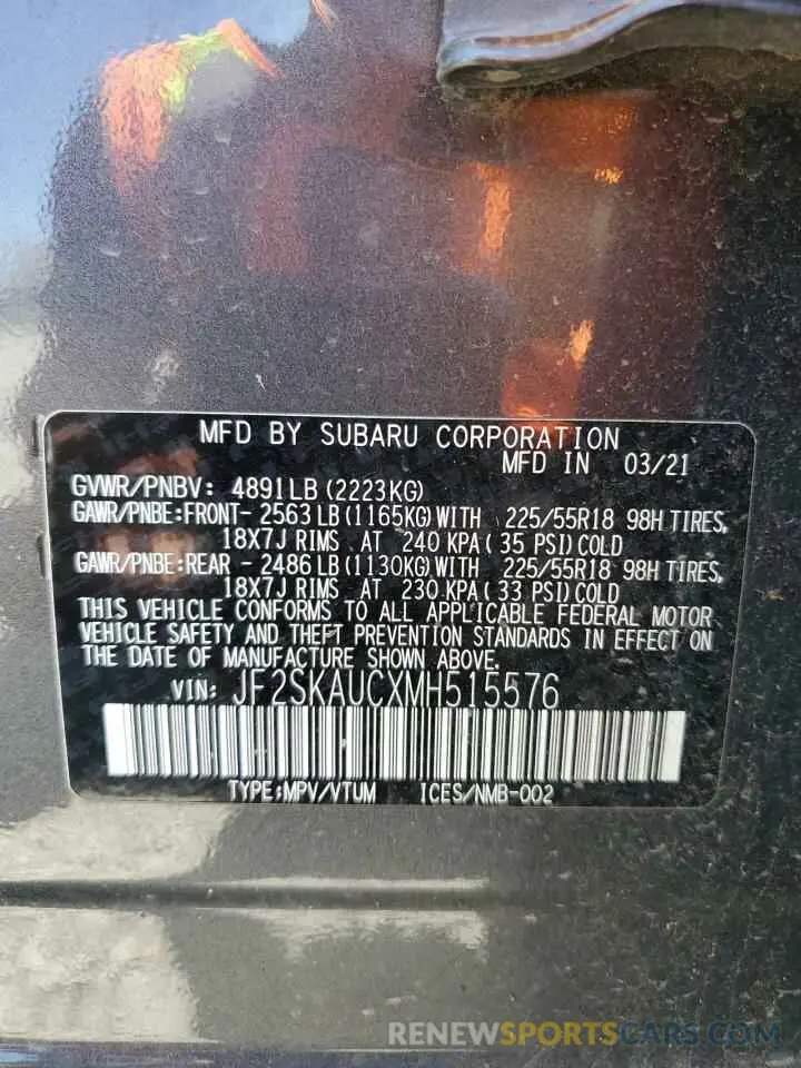 13 Photograph of a damaged car JF2SKAUCXMH515576 SUBARU FORESTER 2021