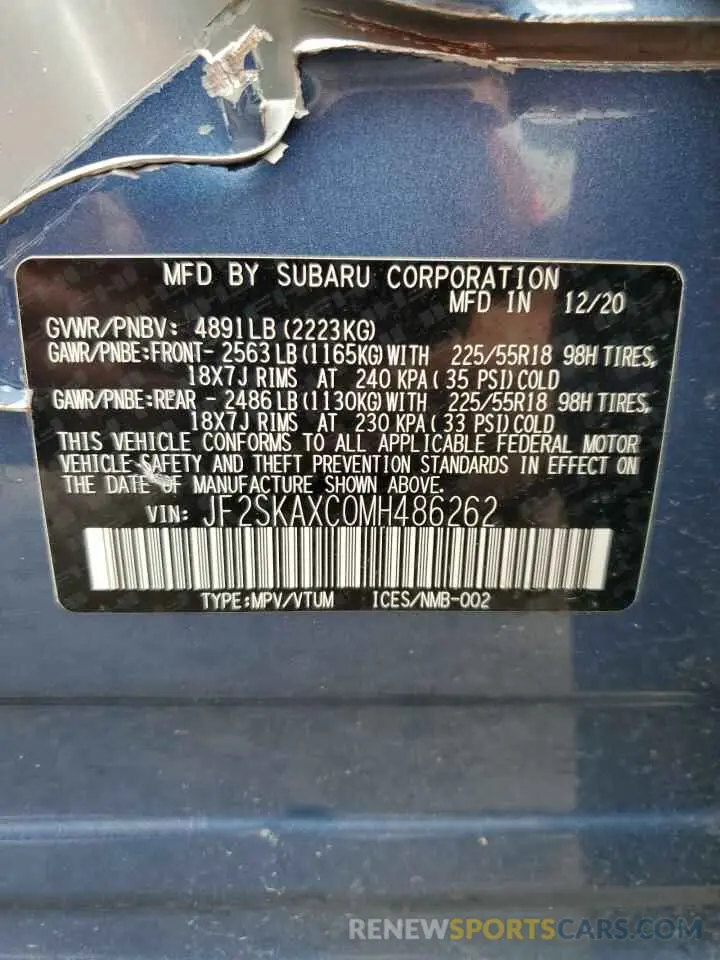 13 Фотография поврежденного автомобиля JF2SKAXC0MH486262 SUBARU FORESTER 2021