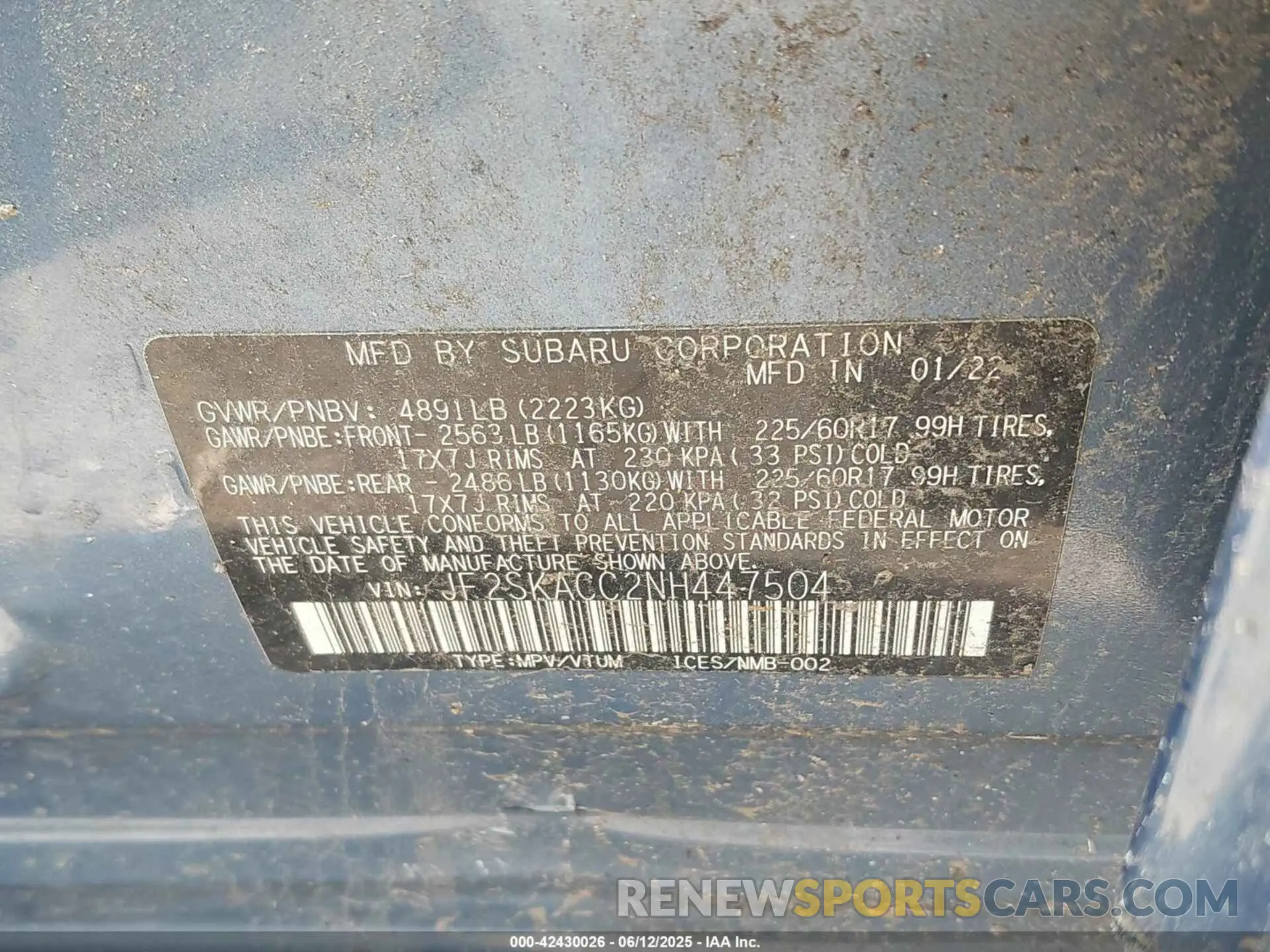9 Photograph of a damaged car JF2SKACC2NH447504 SUBARU FORESTER 2022