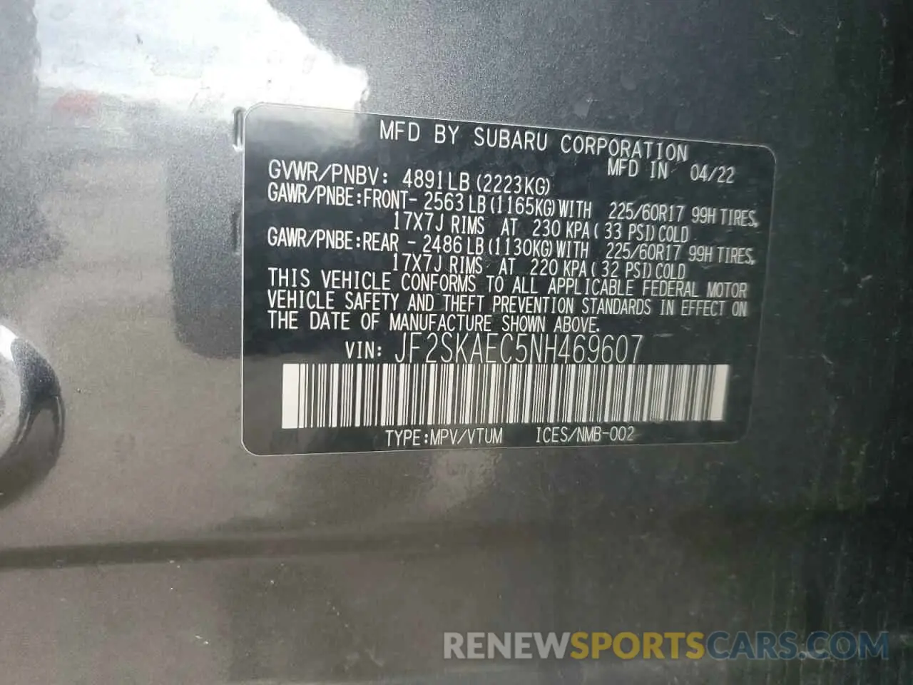 13 Фотография поврежденного автомобиля JF2SKAEC5NH469607 SUBARU FORESTER 2022