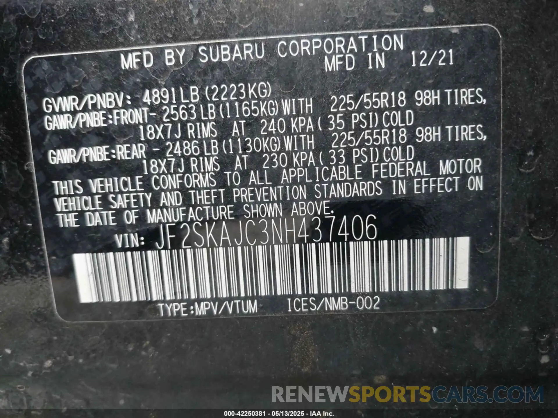 9 Photograph of a damaged car JF2SKAJC3NH437406 SUBARU FORESTER 2022