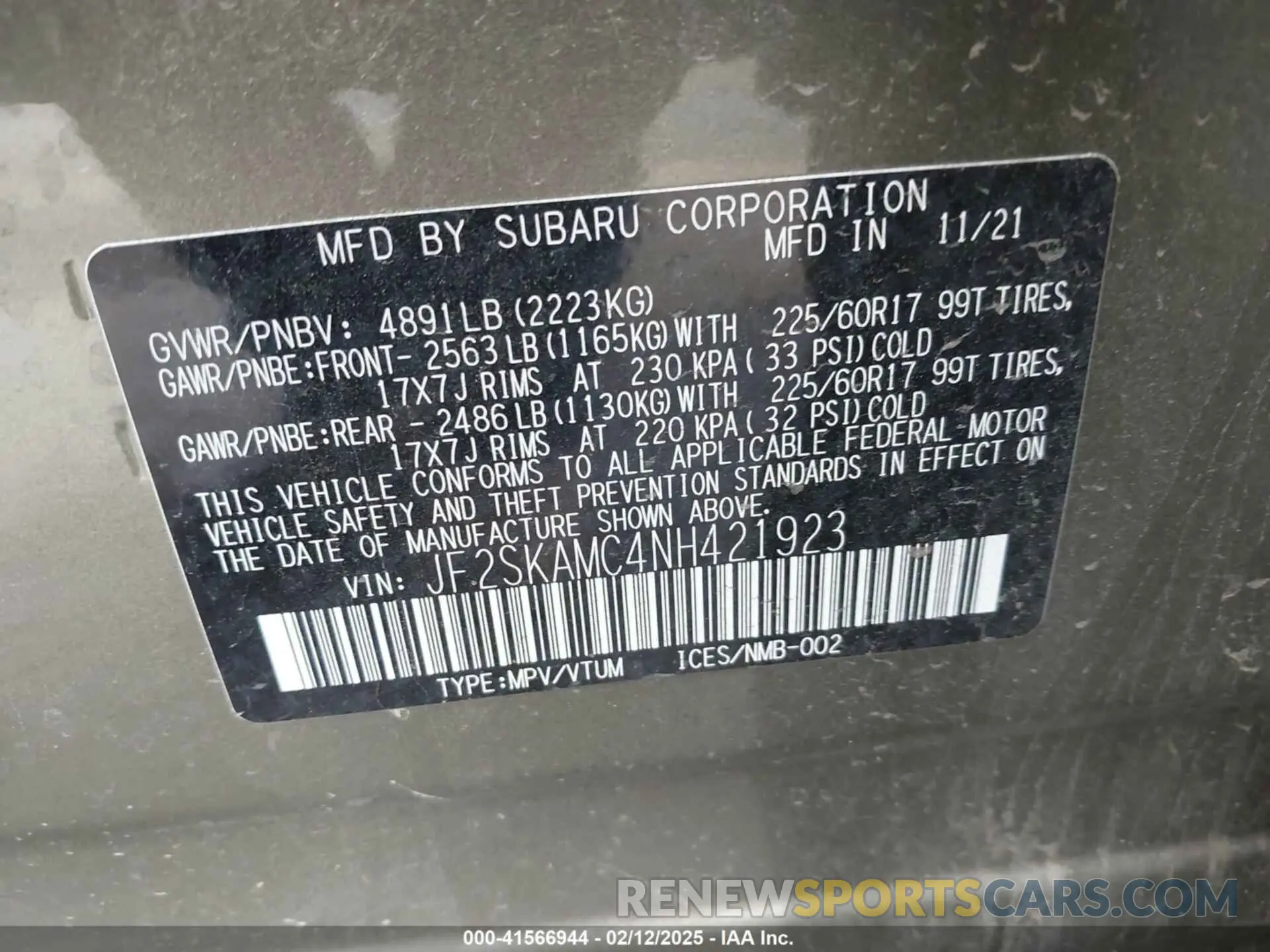 9 Photograph of a damaged car JF2SKAMC4NH421923 SUBARU FORESTER 2022