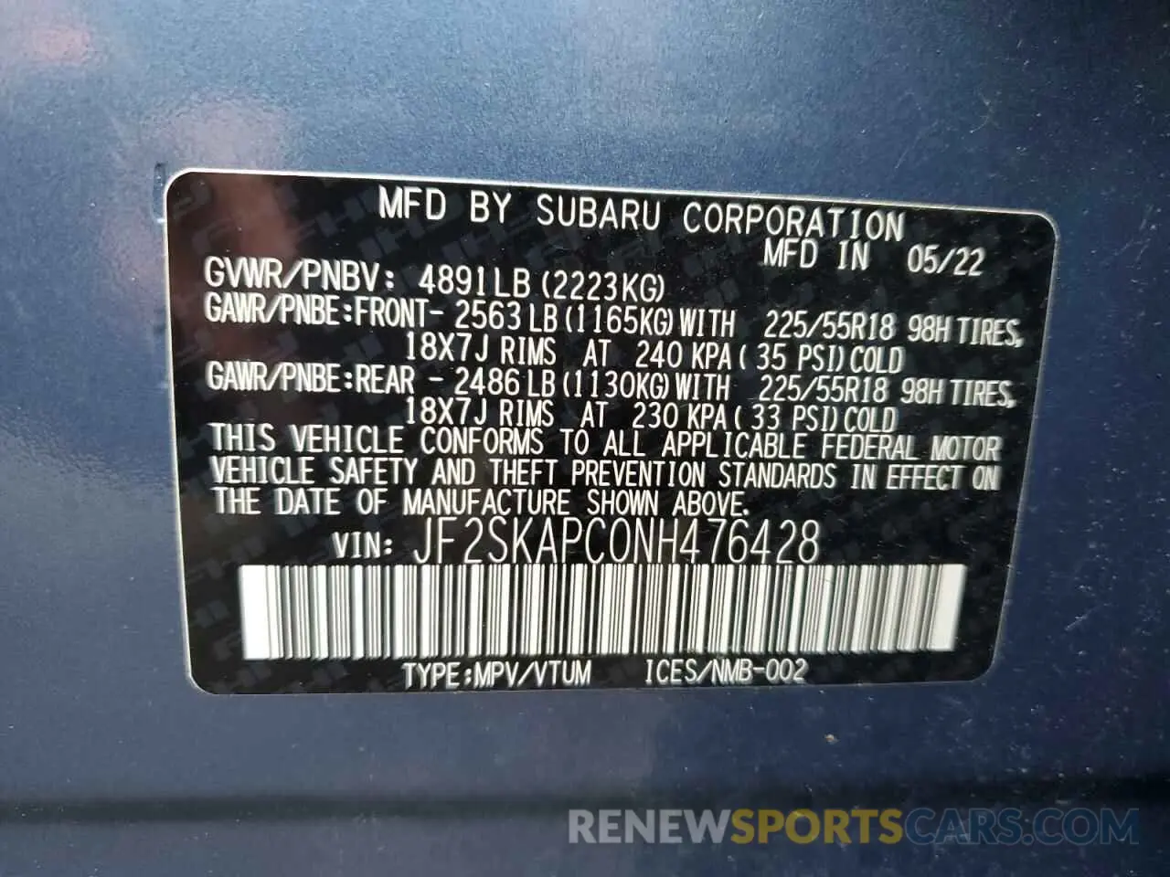 14 Фотография поврежденного автомобиля JF2SKAPC0NH476428 SUBARU FORESTER 2022