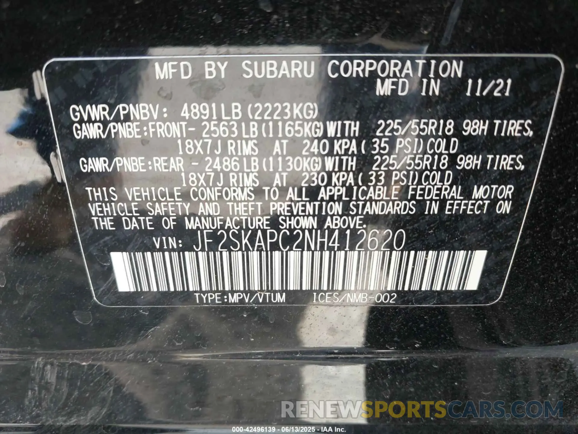 9 Photograph of a damaged car JF2SKAPC2NH412620 SUBARU FORESTER 2022
