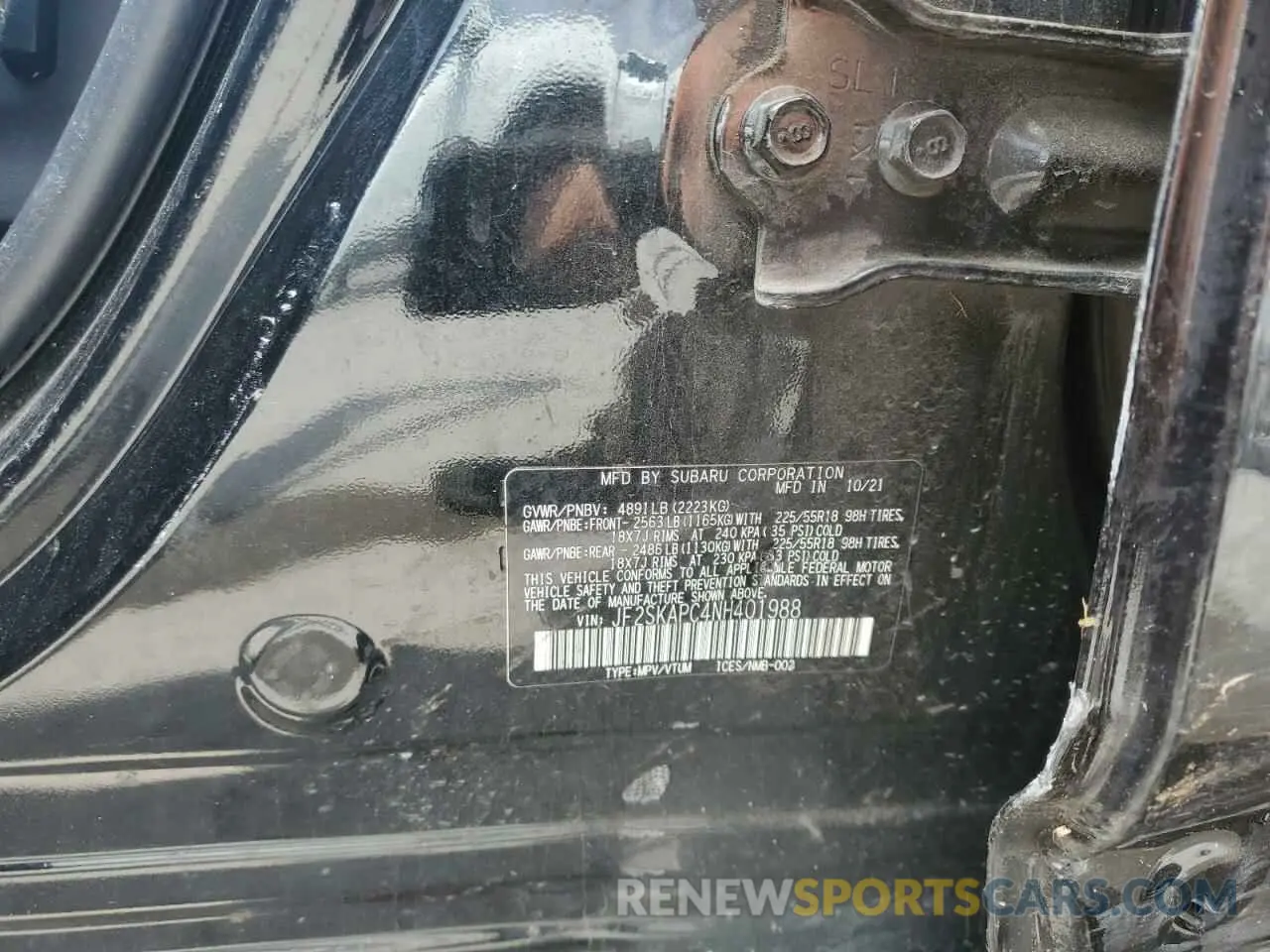 13 Photograph of a damaged car JF2SKAPC4NH401988 SUBARU FORESTER 2022