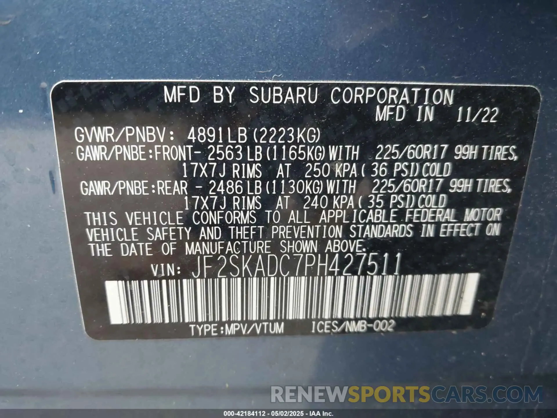 9 Photograph of a damaged car JF2SKADC7PH427511 SUBARU FORESTER 2023