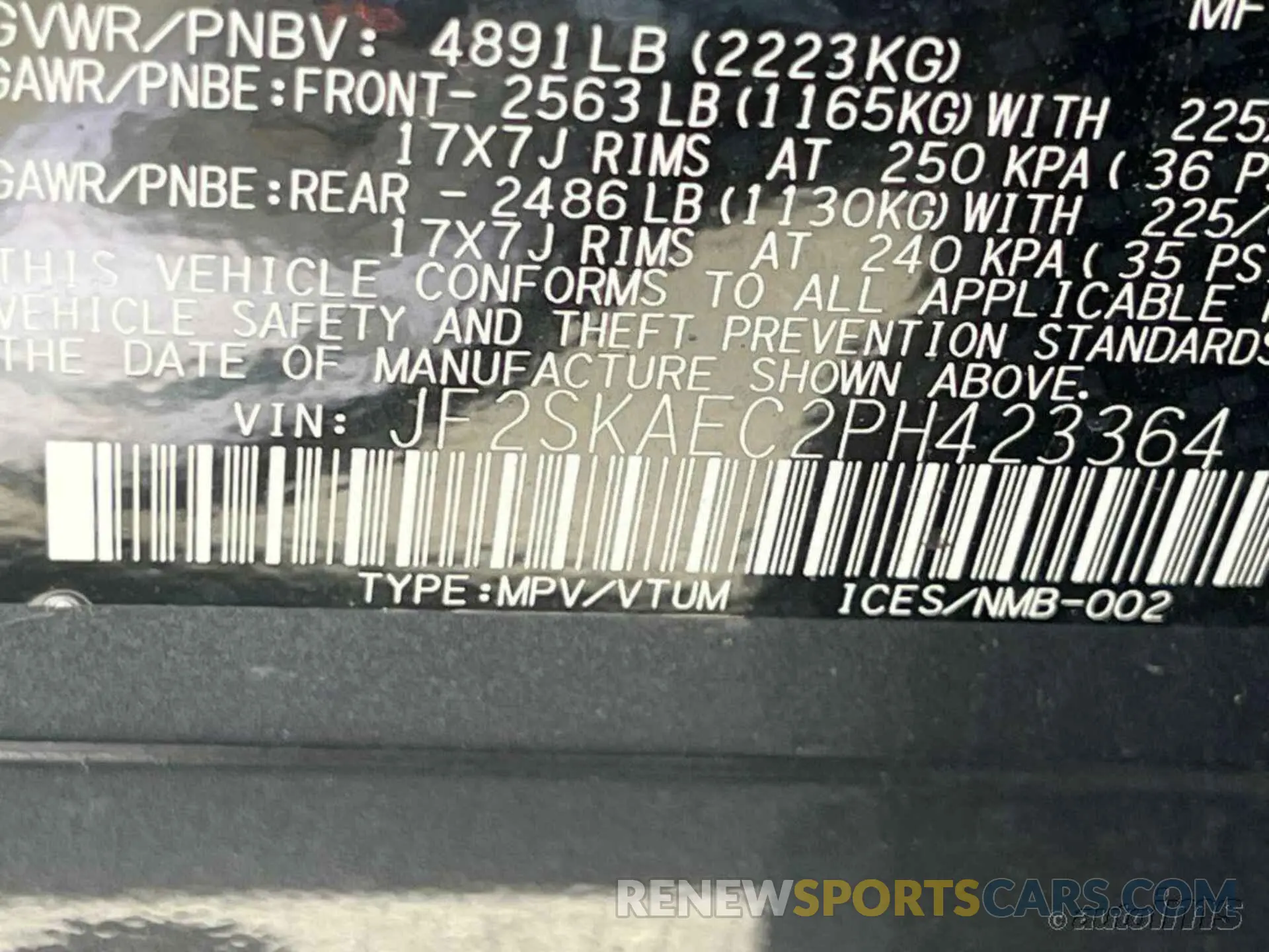 7 Фотография поврежденного автомобиля JF2SKAEC2PH423364 SUBARU FORESTER 2023
