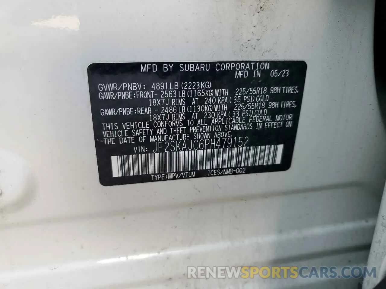 13 Photograph of a damaged car JF2SKAJC6PH479152 SUBARU FORESTER 2023