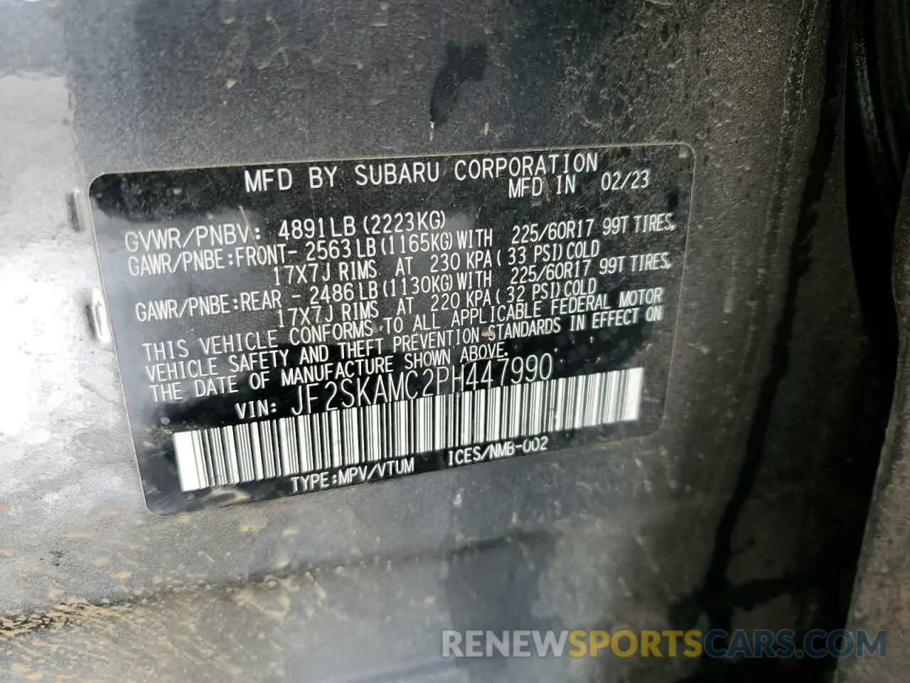 13 Фотография поврежденного автомобиля JF2SKAMC2PH447990 SUBARU FORESTER 2023