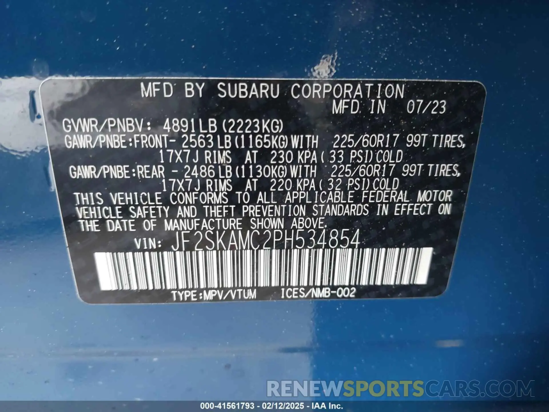 9 Photograph of a damaged car JF2SKAMC2PH534854 SUBARU FORESTER 2023