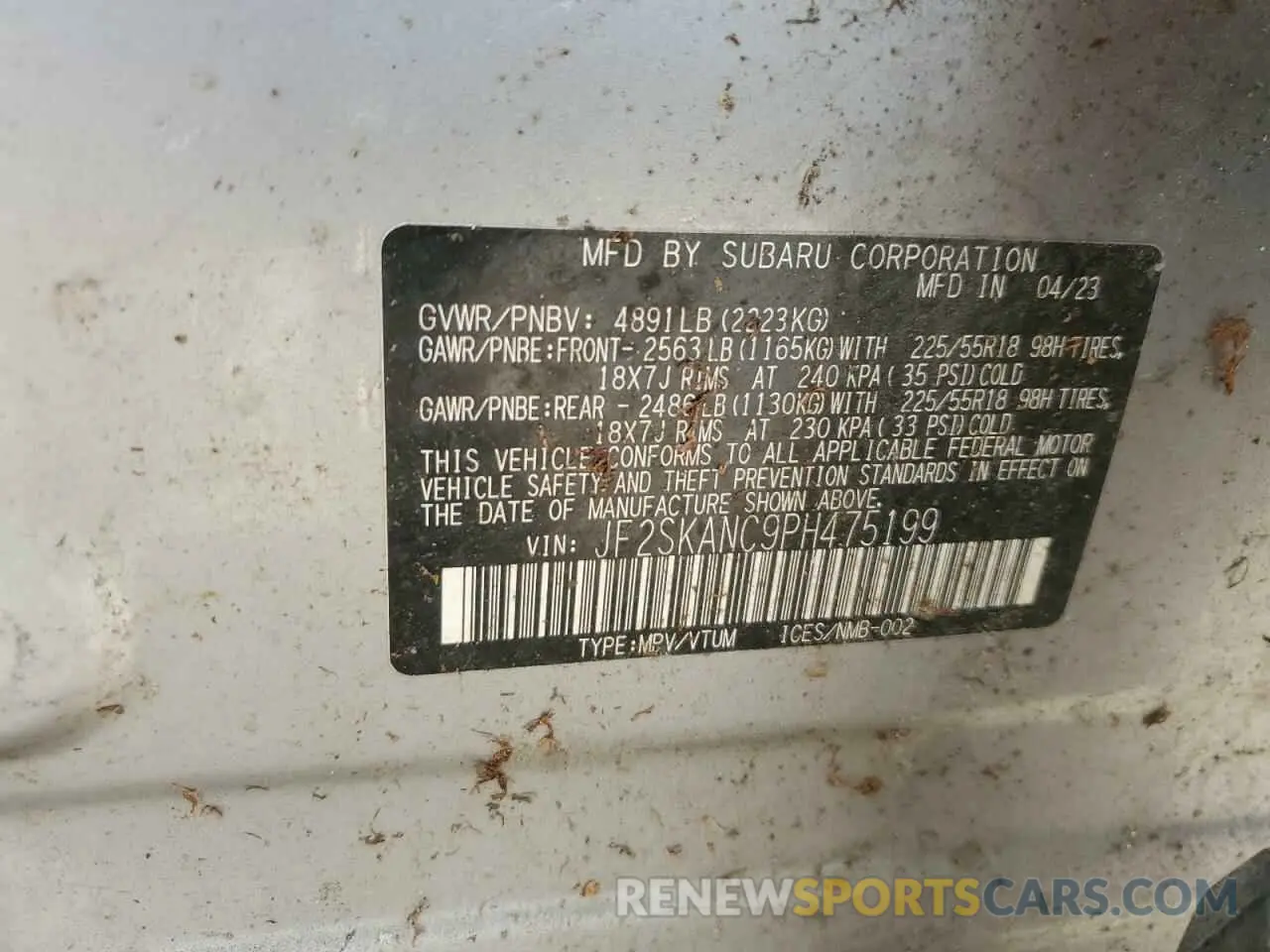 12 Photograph of a damaged car JF2SKANC9PH475199 SUBARU FORESTER 2023