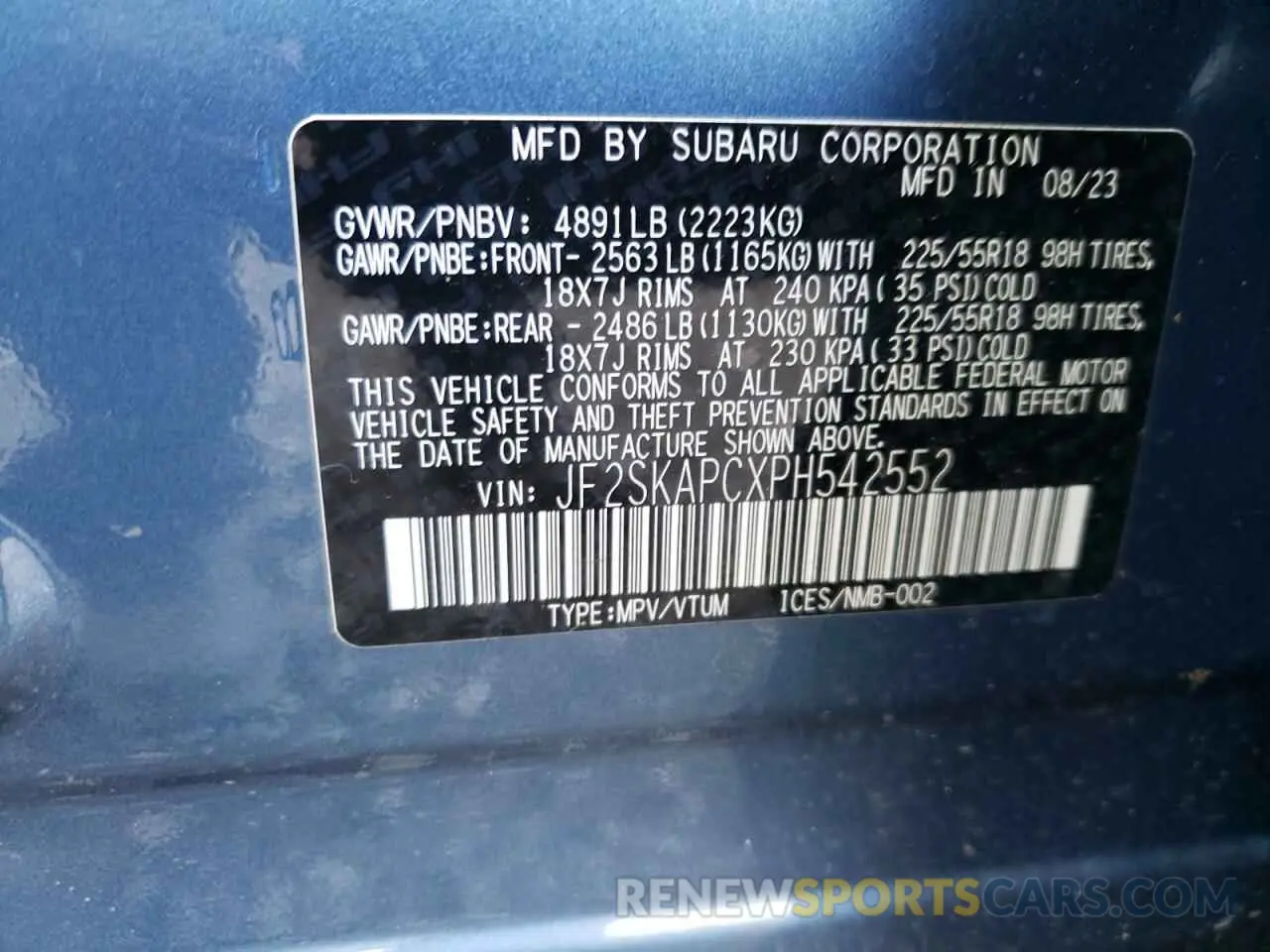 13 Фотография поврежденного автомобиля JF2SKAPCXPH542552 SUBARU FORESTER 2023