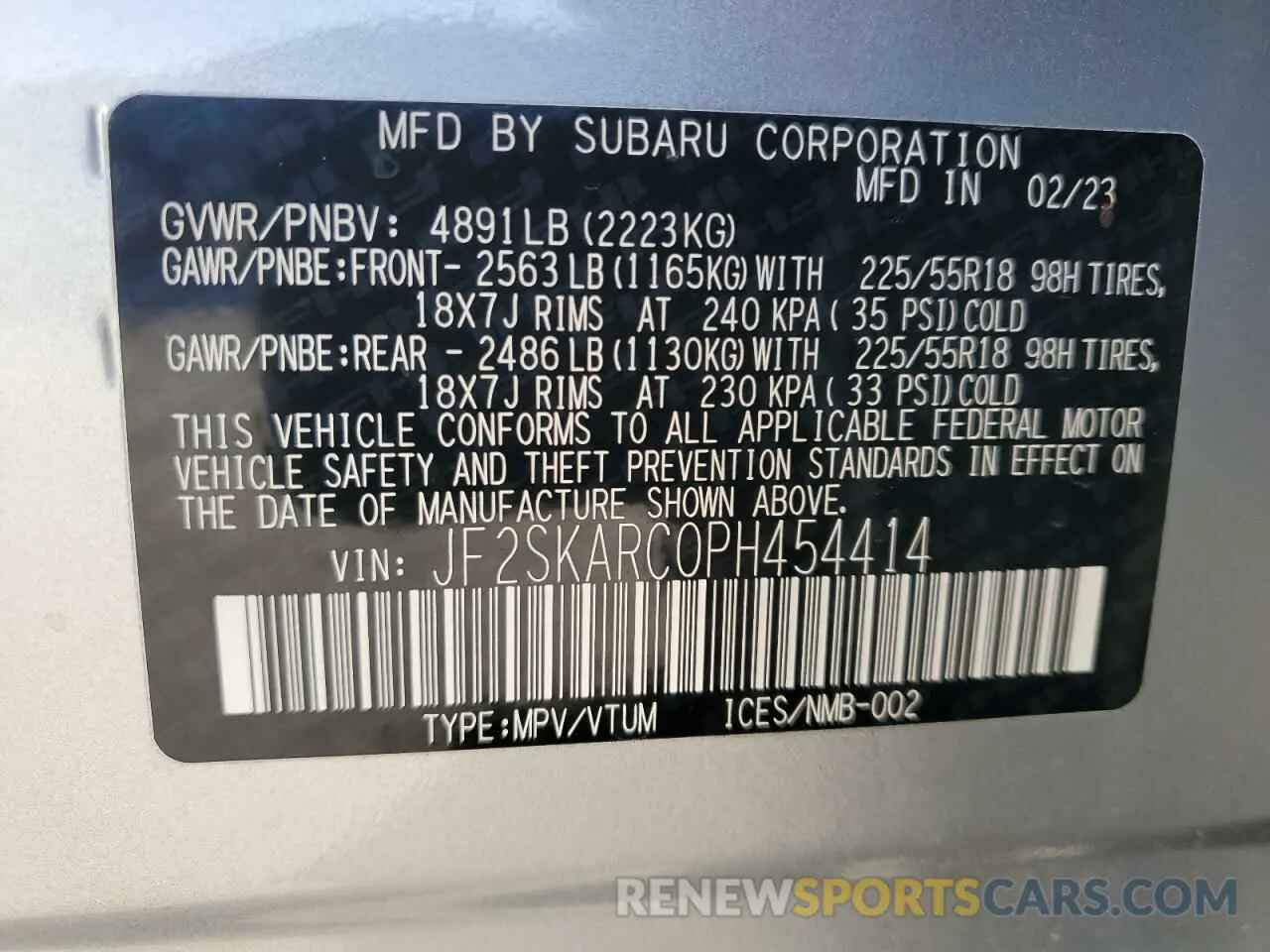 13 Фотография поврежденного автомобиля JF2SKARC0PH454414 SUBARU FORESTER 2023