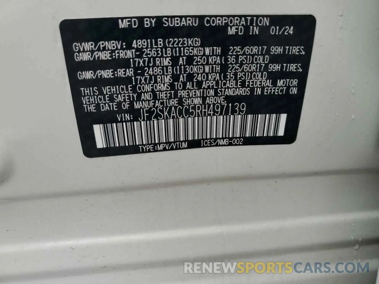 13 Photograph of a damaged car JF2SKACC5RH497139 SUBARU FORESTER 2024