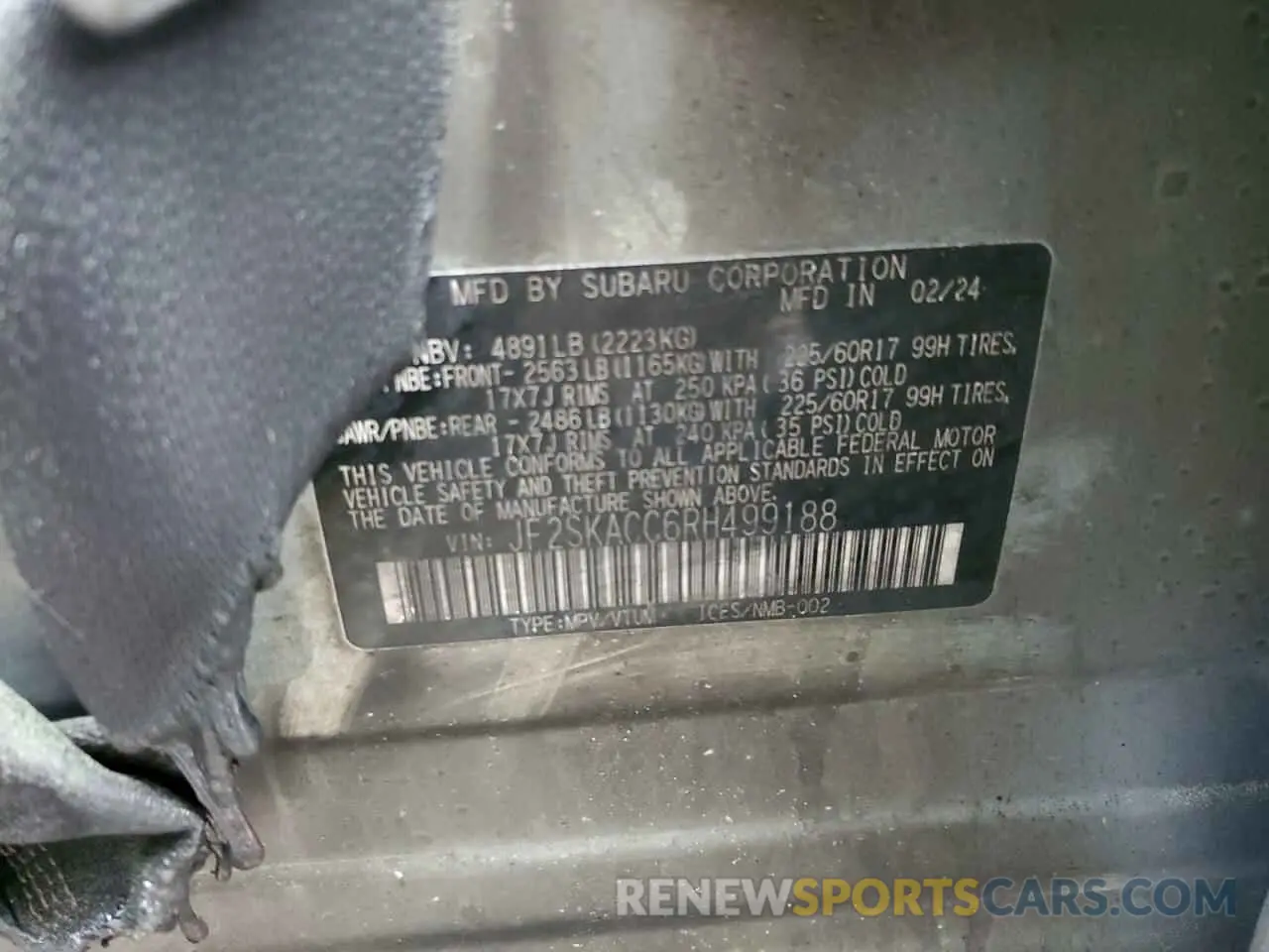 13 Фотография поврежденного автомобиля JF2SKACC6RH499188 SUBARU FORESTER 2024