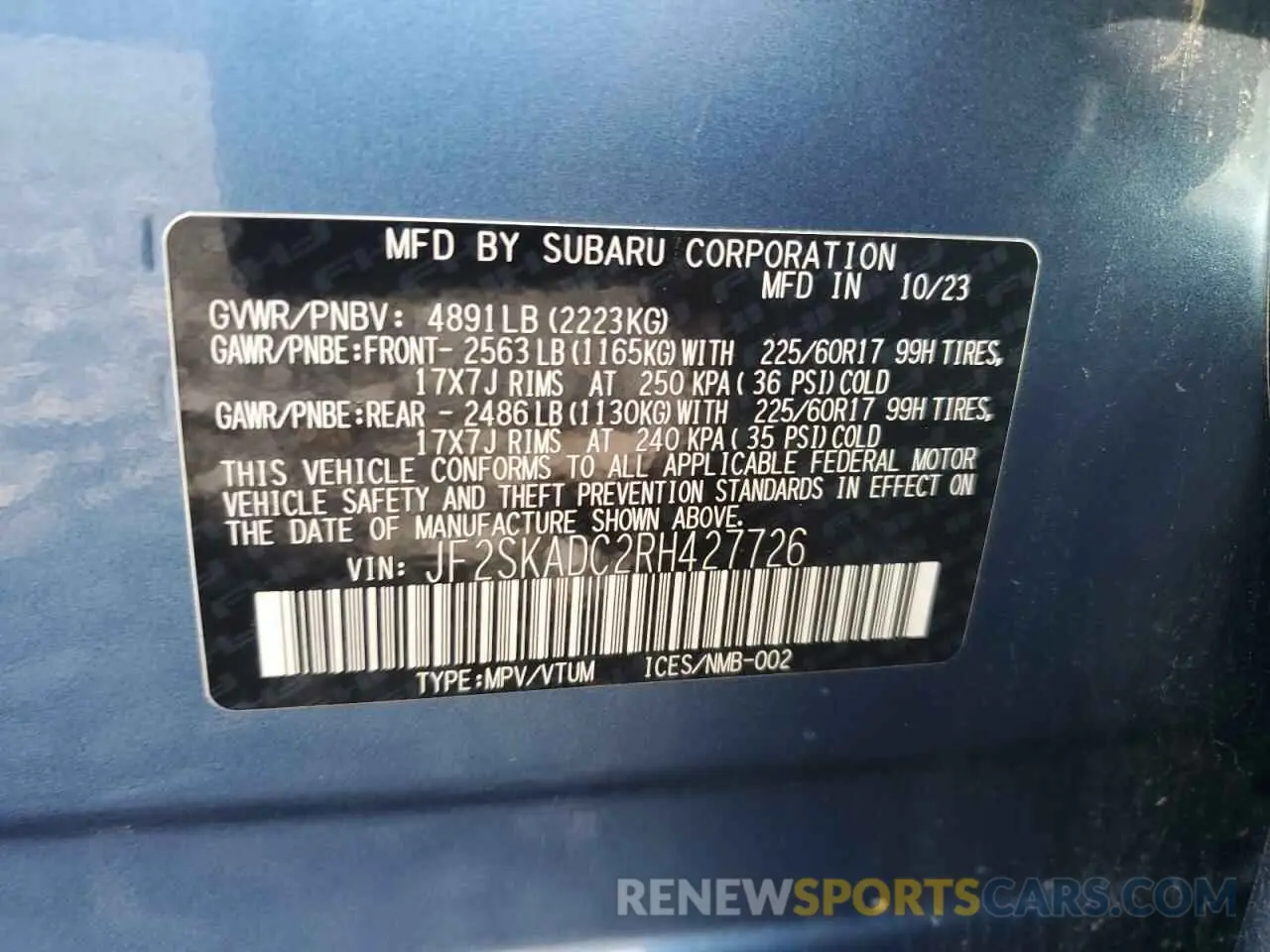 13 Фотография поврежденного автомобиля JF2SKADC2RH427726 SUBARU FORESTER 2024