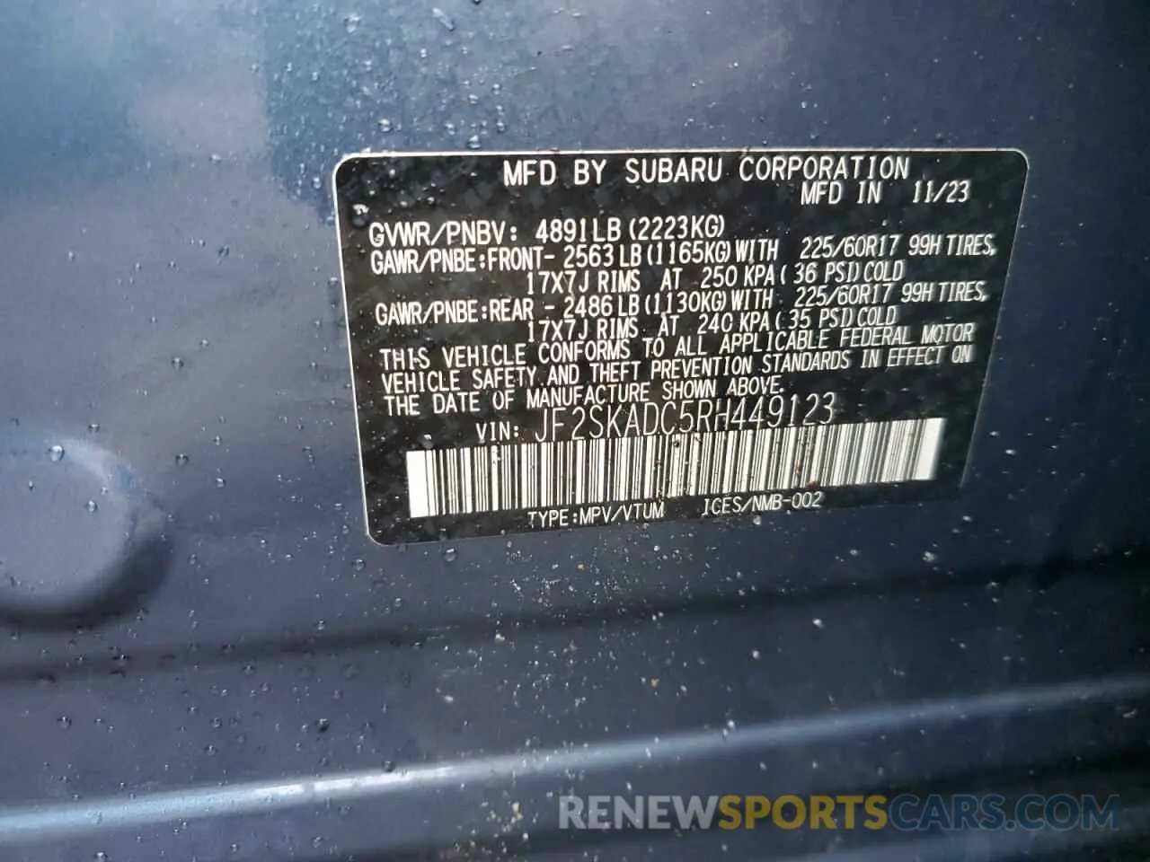 14 Photograph of a damaged car JF2SKADC5RH449123 SUBARU FORESTER 2024