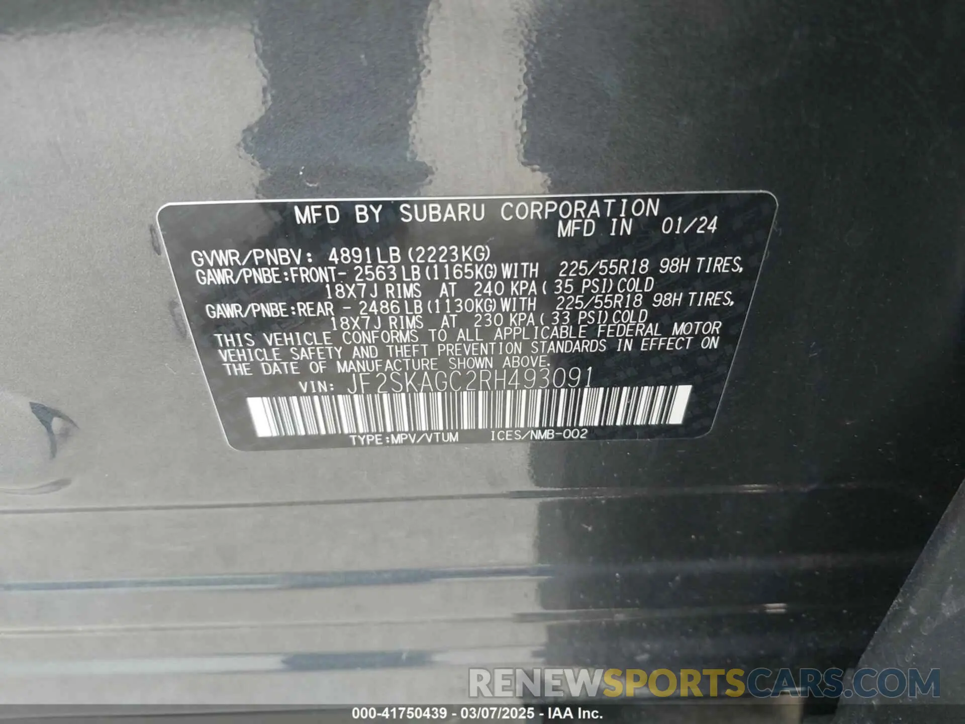 9 Photograph of a damaged car JF2SKAGC2RH493091 SUBARU FORESTER 2024