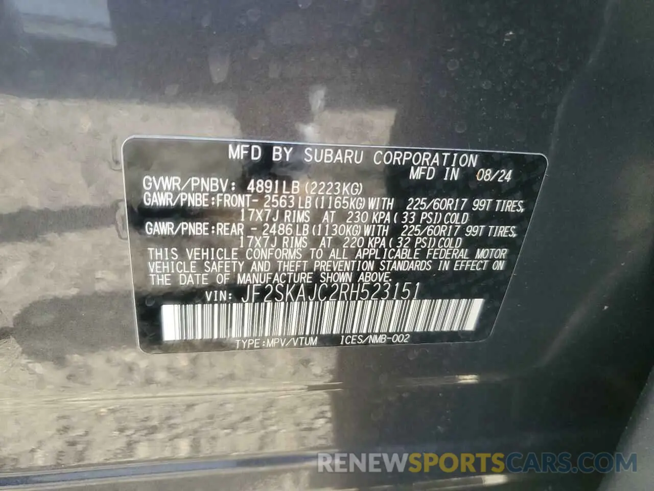 13 Фотография поврежденного автомобиля JF2SKAJC2RH523151 SUBARU FORESTER 2024