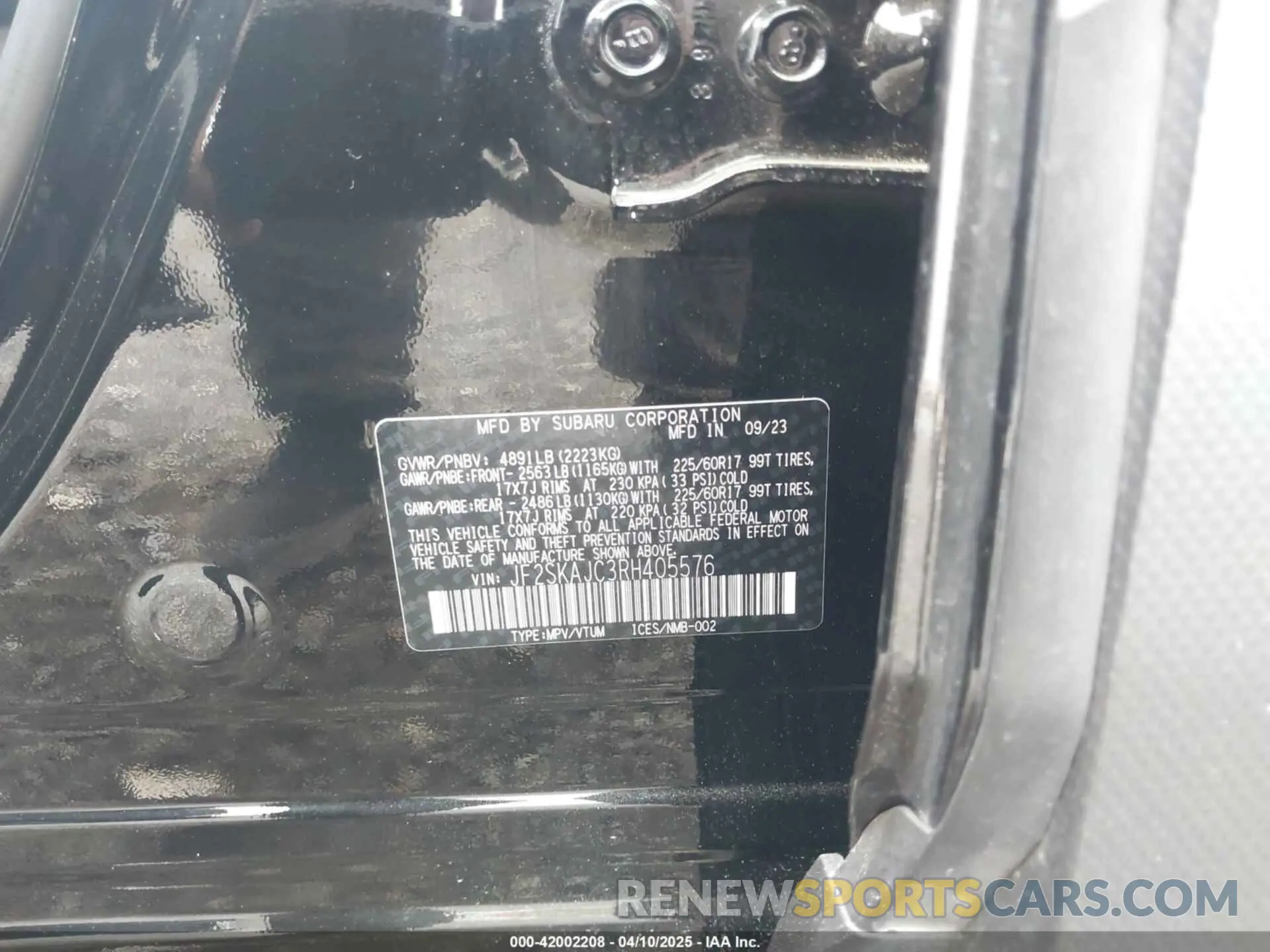 9 Photograph of a damaged car JF2SKAJC3RH405576 SUBARU FORESTER 2024