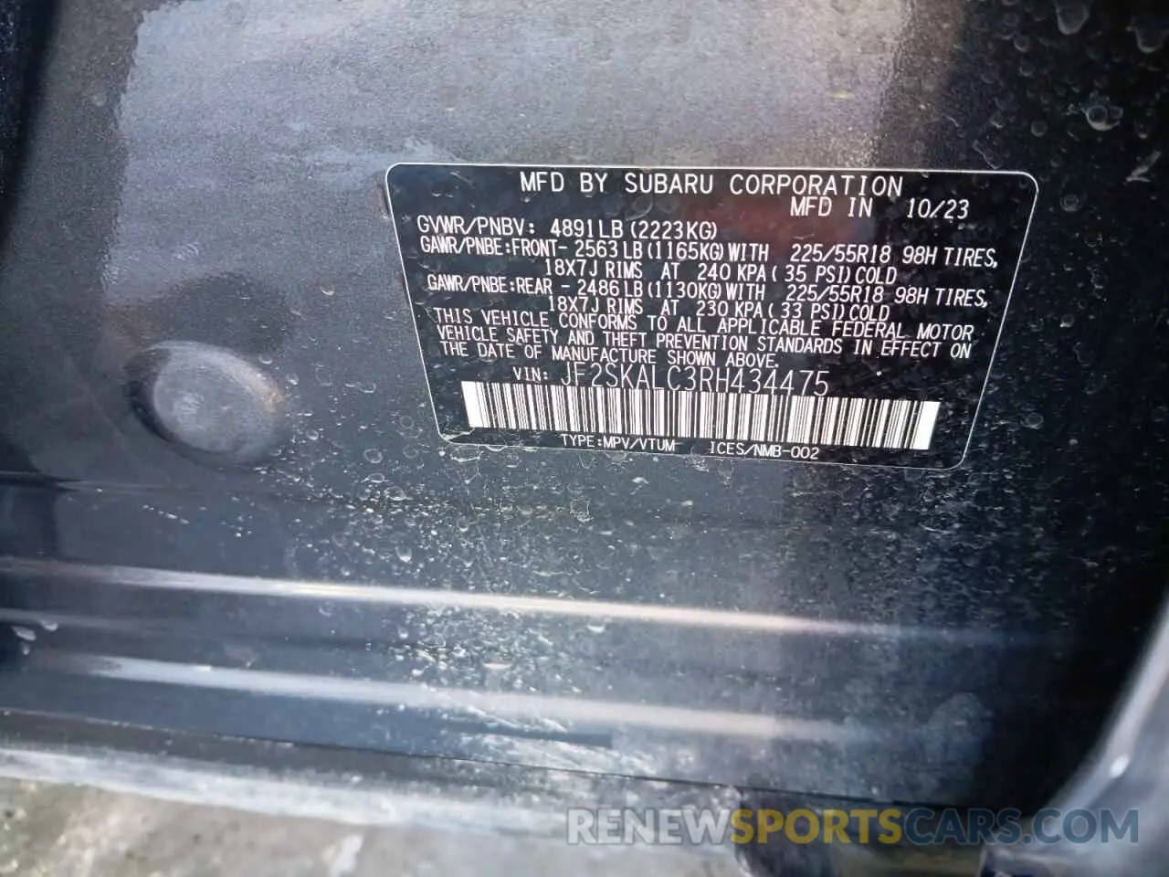 12 Photograph of a damaged car JF2SKALC3RH434475 SUBARU FORESTER 2024