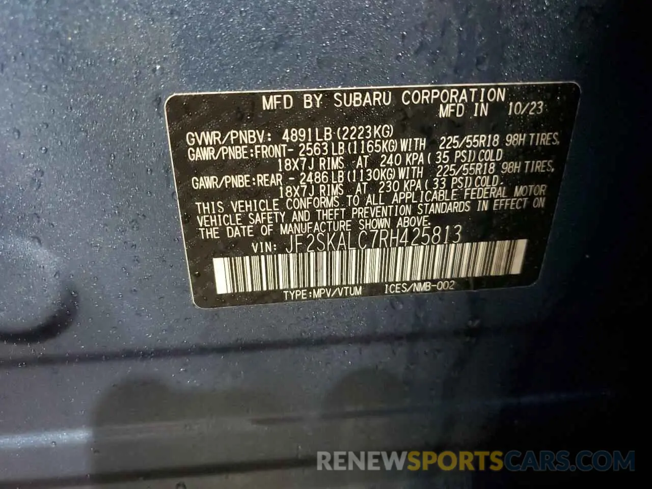 14 Photograph of a damaged car JF2SKALC7RH425813 SUBARU FORESTER 2024