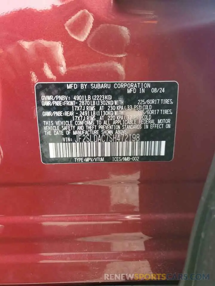 13 Photograph of a damaged car JF2SLDAC7SH472198 SUBARU FORESTER 2025