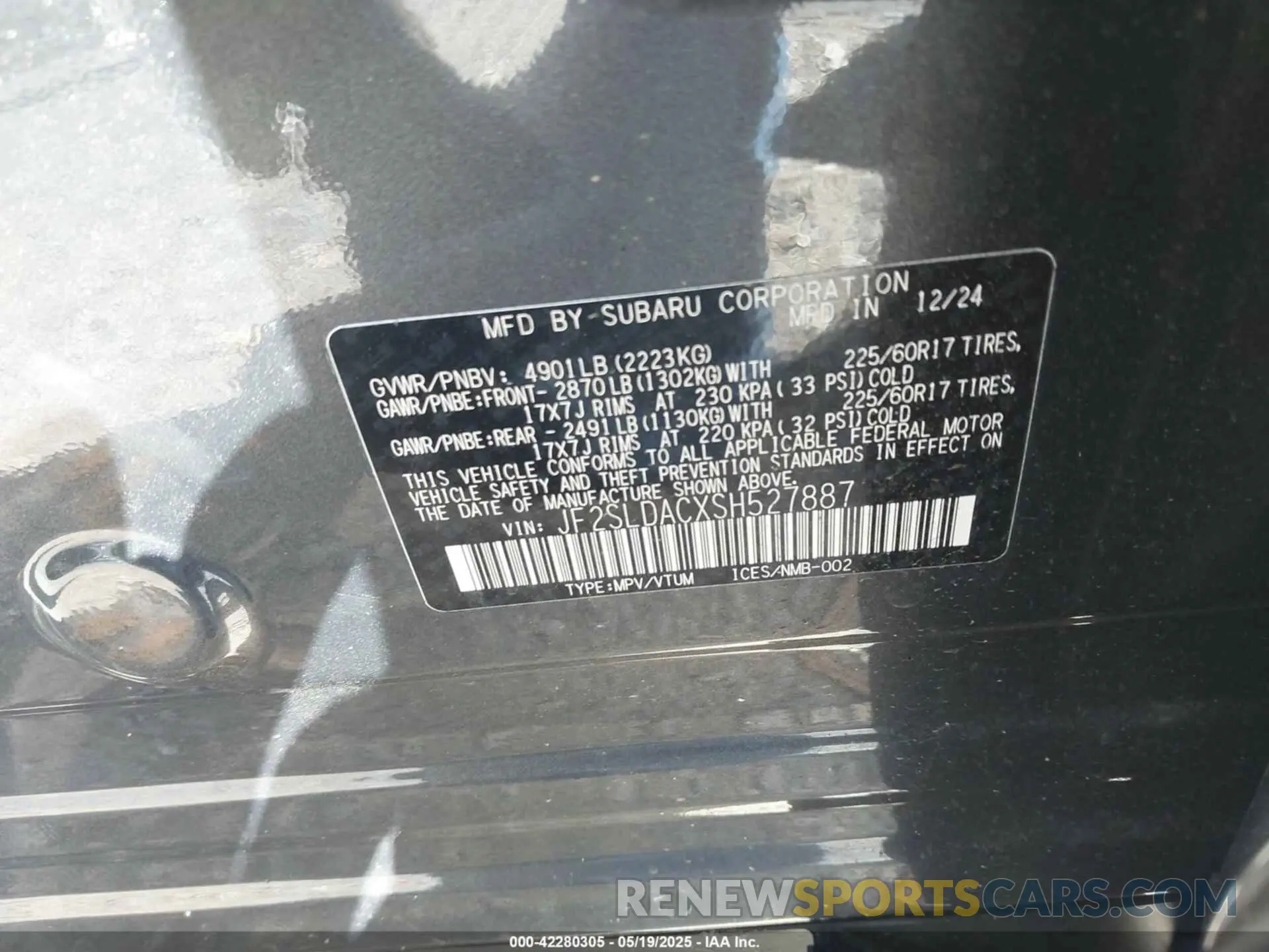 9 Photograph of a damaged car JF2SLDACXSH527887 SUBARU FORESTER 2025