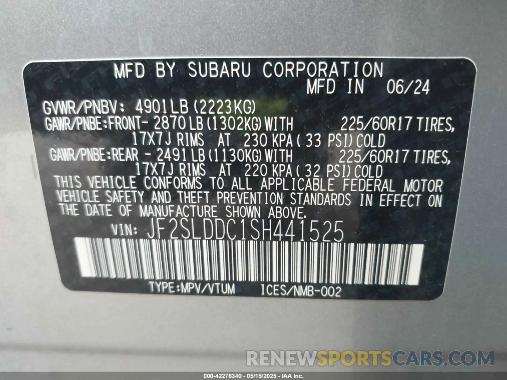 9 Photograph of a damaged car JF2SLDDC1SH441525 SUBARU FORESTER 2025