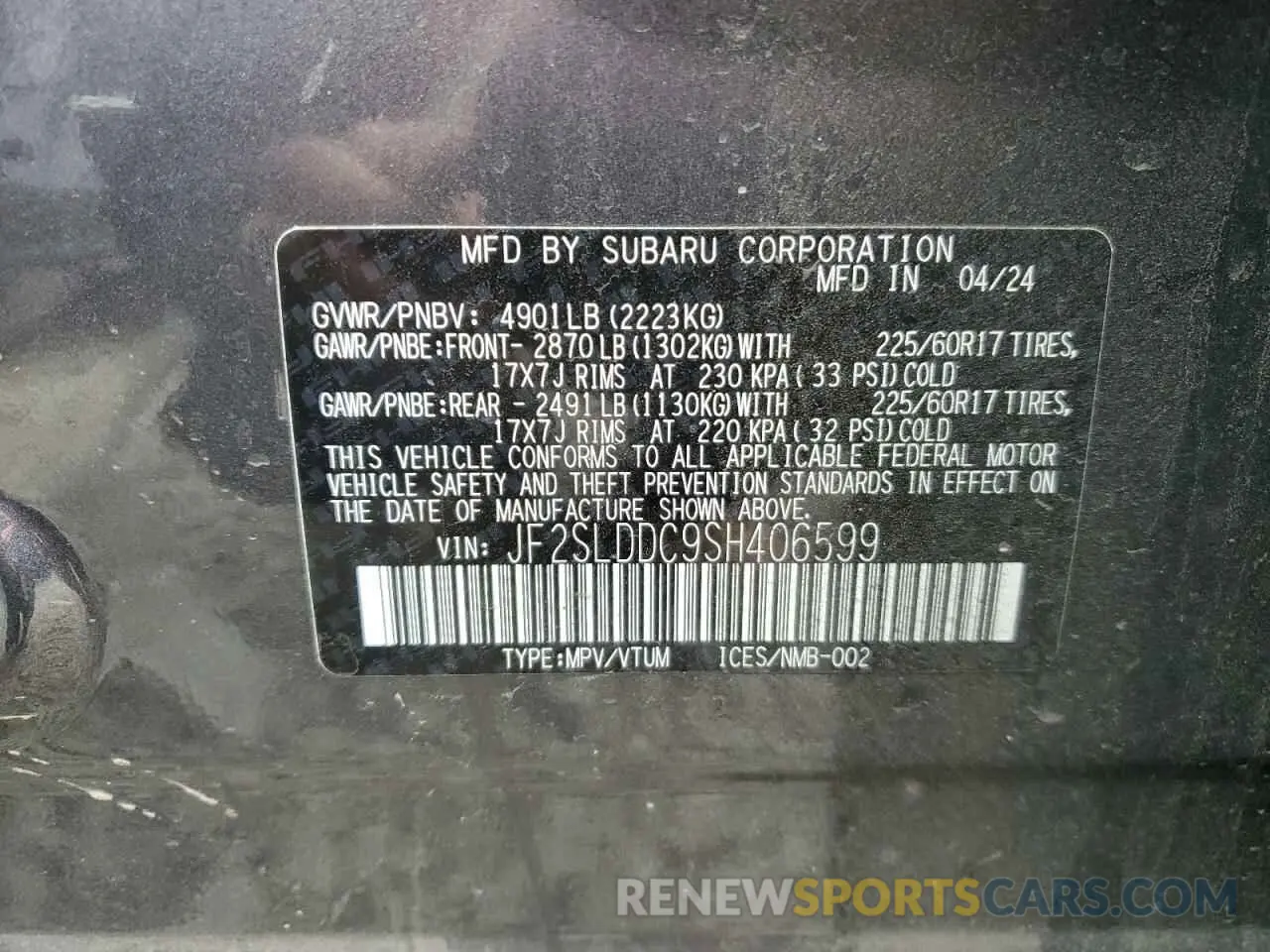 13 Photograph of a damaged car JF2SLDDC9SH406599 SUBARU FORESTER 2025