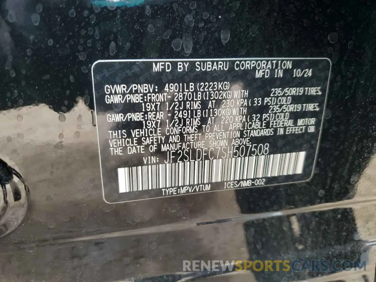 14 Photograph of a damaged car JF2SLDFC7SH507508 SUBARU FORESTER 2025