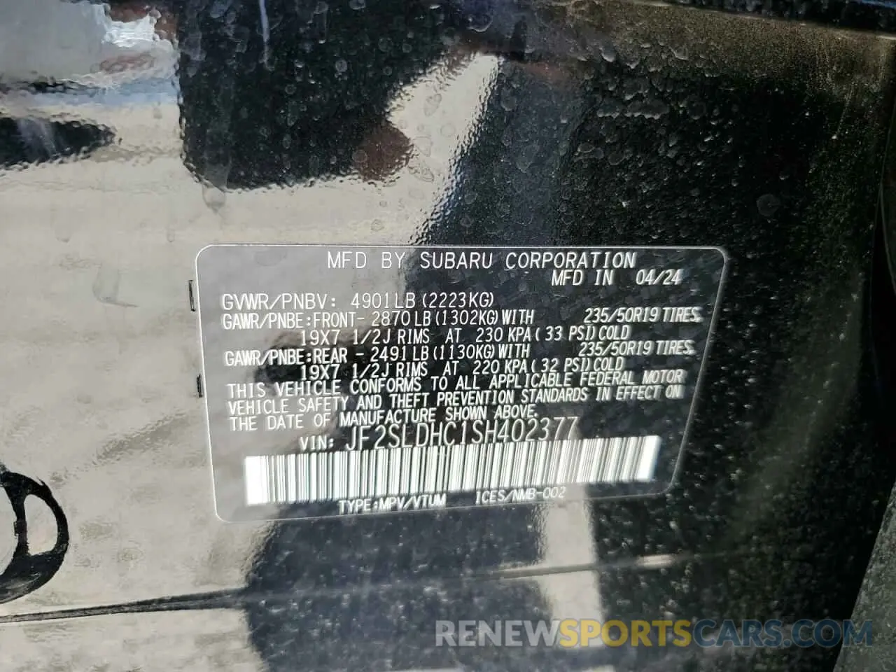 13 Photograph of a damaged car JF2SLDHC1SH402377 SUBARU FORESTER 2025