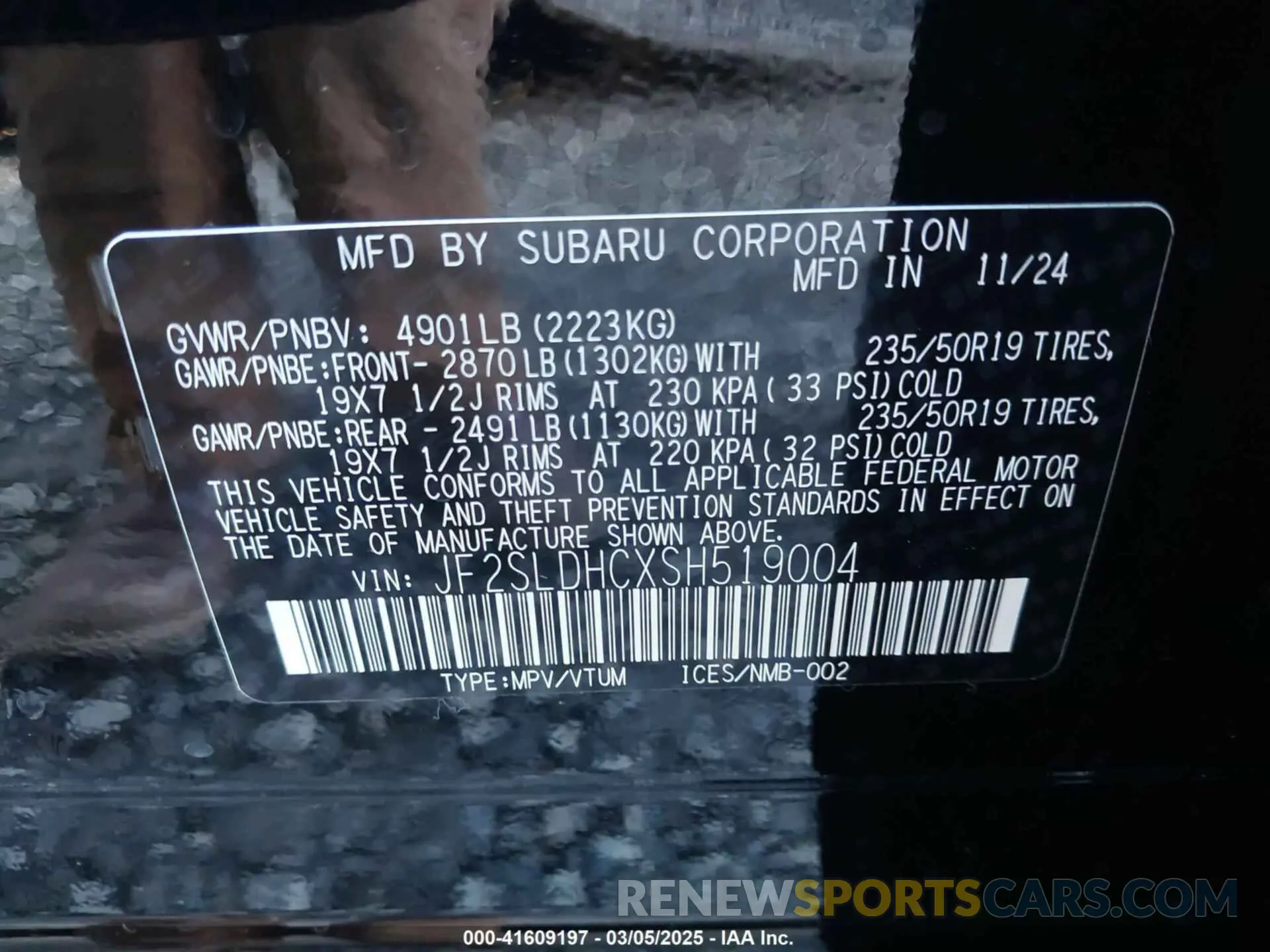 9 Фотография поврежденного автомобиля JF2SLDHCXSH519004 SUBARU FORESTER 2025