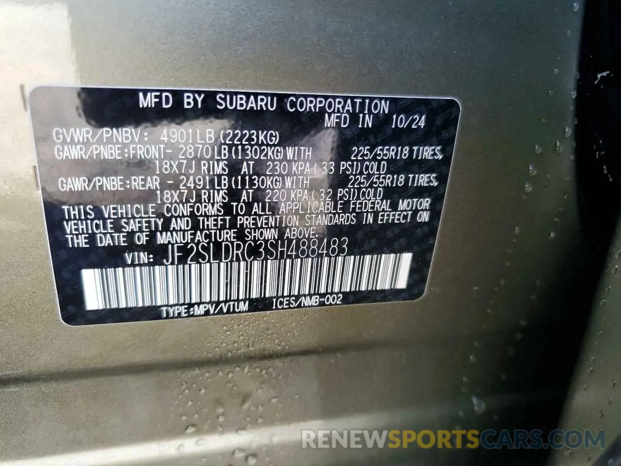 14 Photograph of a damaged car JF2SLDRC3SH488483 SUBARU FORESTER 2025
