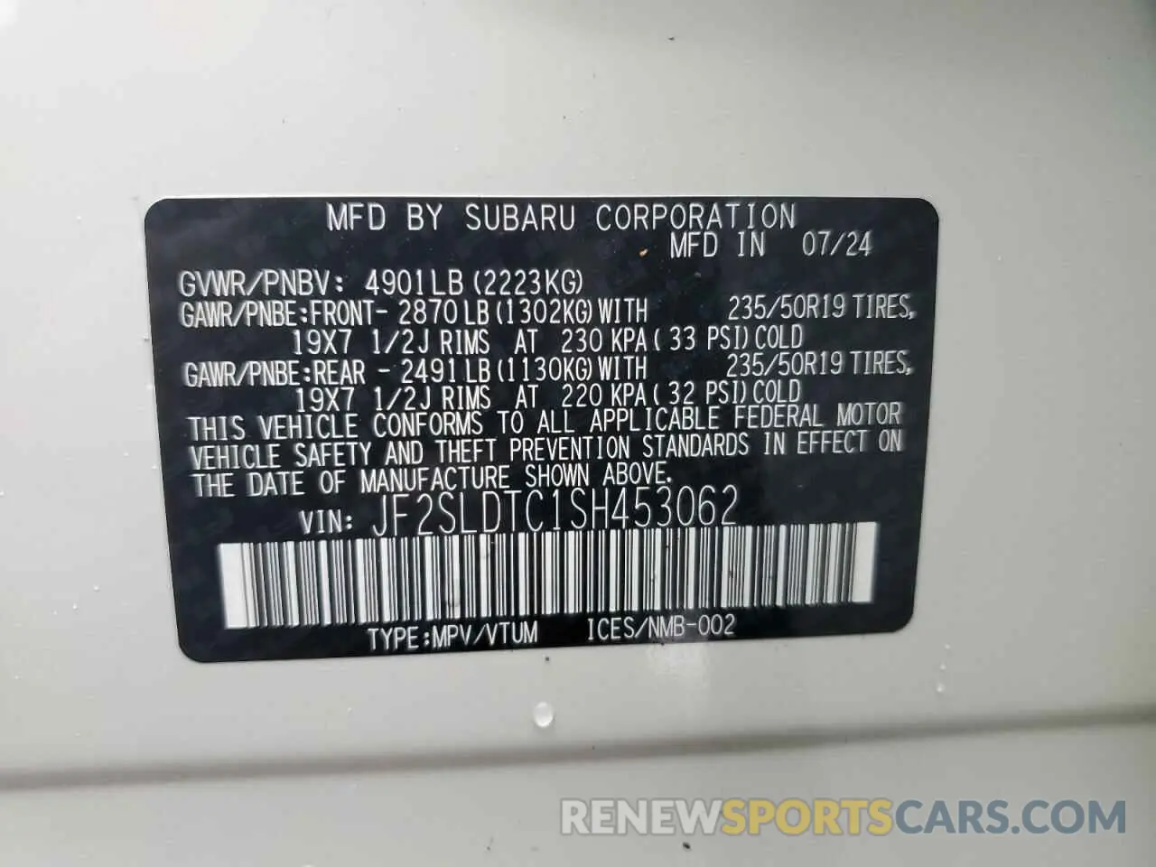 13 Photograph of a damaged car JF2SLDTC1SH453062 SUBARU FORESTER 2025