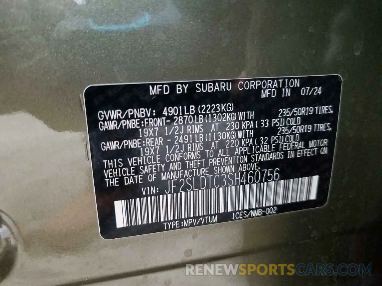 16 Photograph of a damaged car JF2SLDTC3SH460756 SUBARU FORESTER 2025