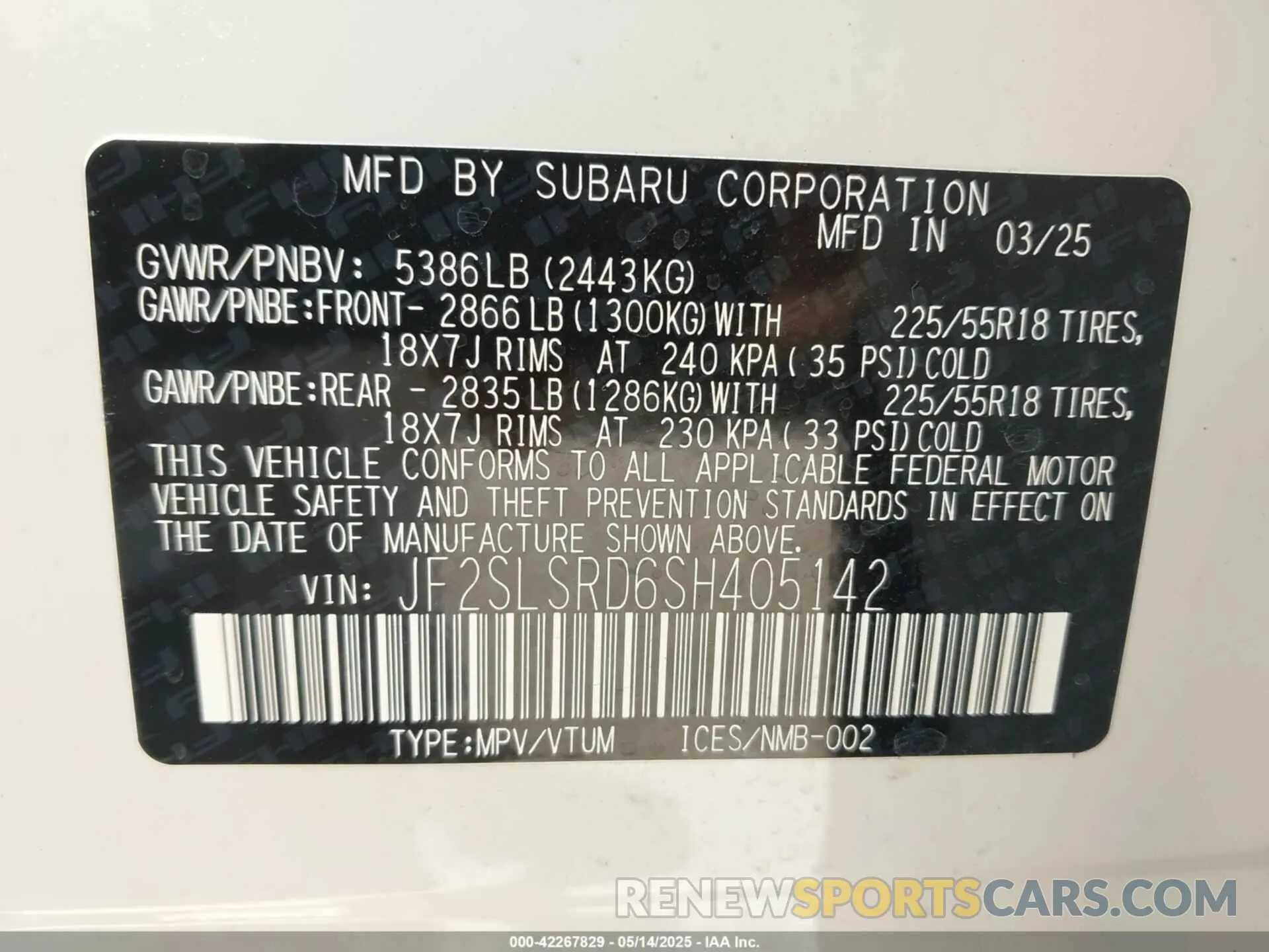 9 Photograph of a damaged car JF2SLSRD6SH405142 SUBARU FORESTER 2025