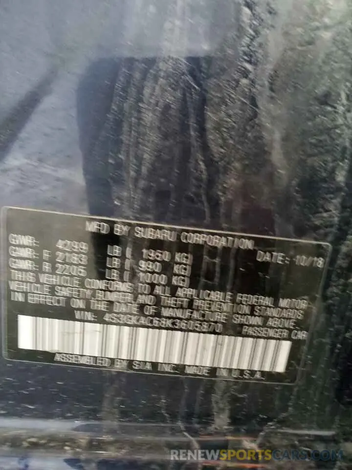 12 Photograph of a damaged car 4S3GKAC68K3605870 SUBARU IMPREZA 2019