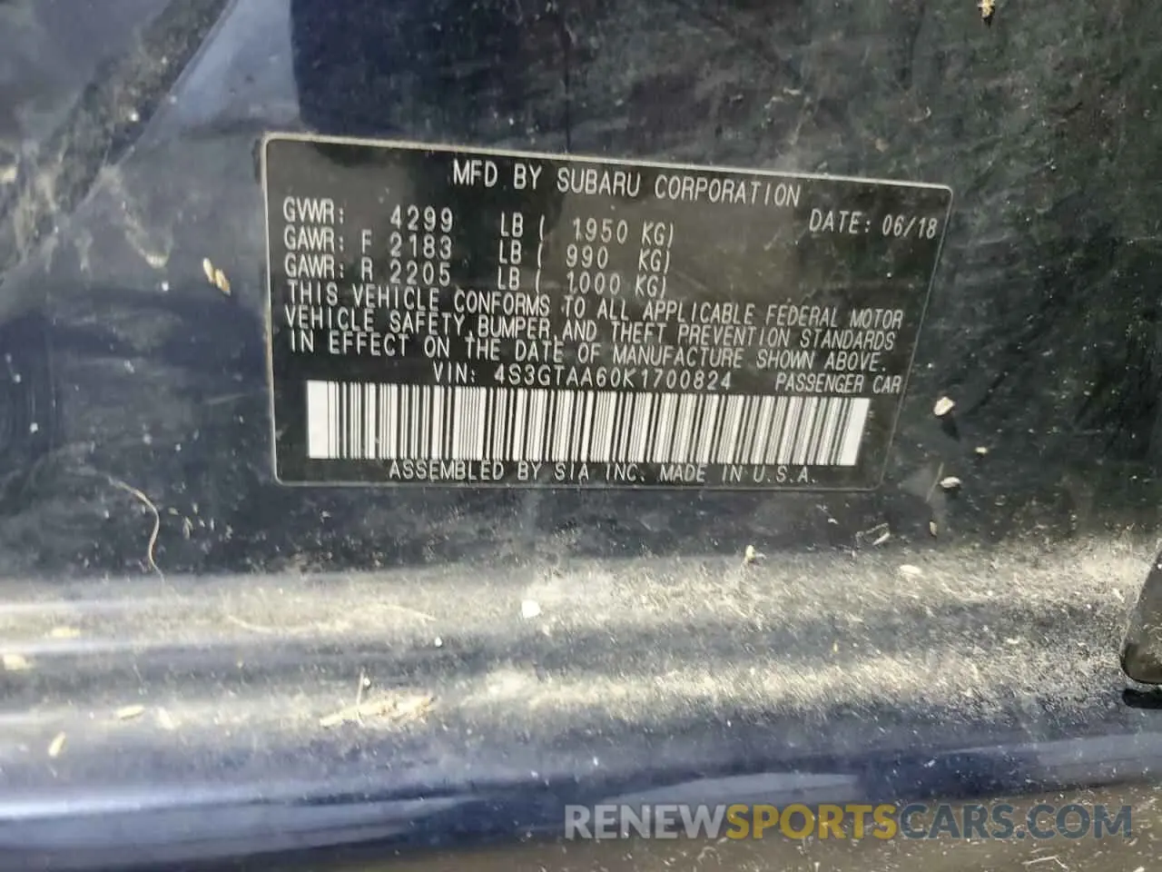 12 Фотография поврежденного автомобиля 4S3GTAA60K1700824 SUBARU IMPREZA 2019