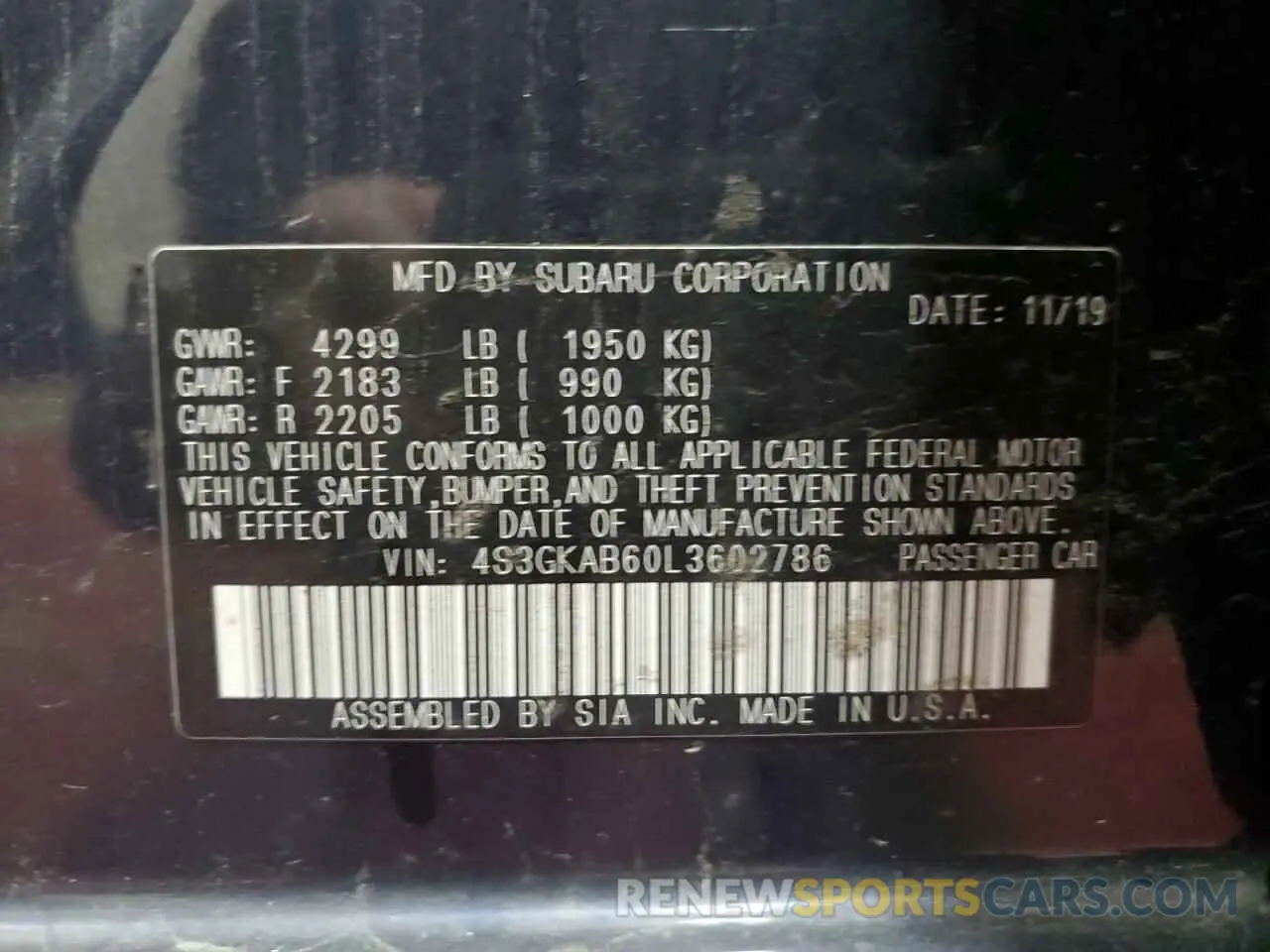 12 Photograph of a damaged car 4S3GKAB60L3602786 SUBARU IMPREZA 2020