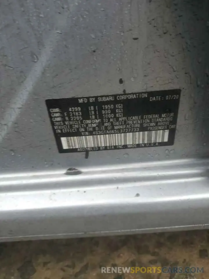13 Фотография поврежденного автомобиля 4S3GTAB65L3727733 SUBARU IMPREZA 2020
