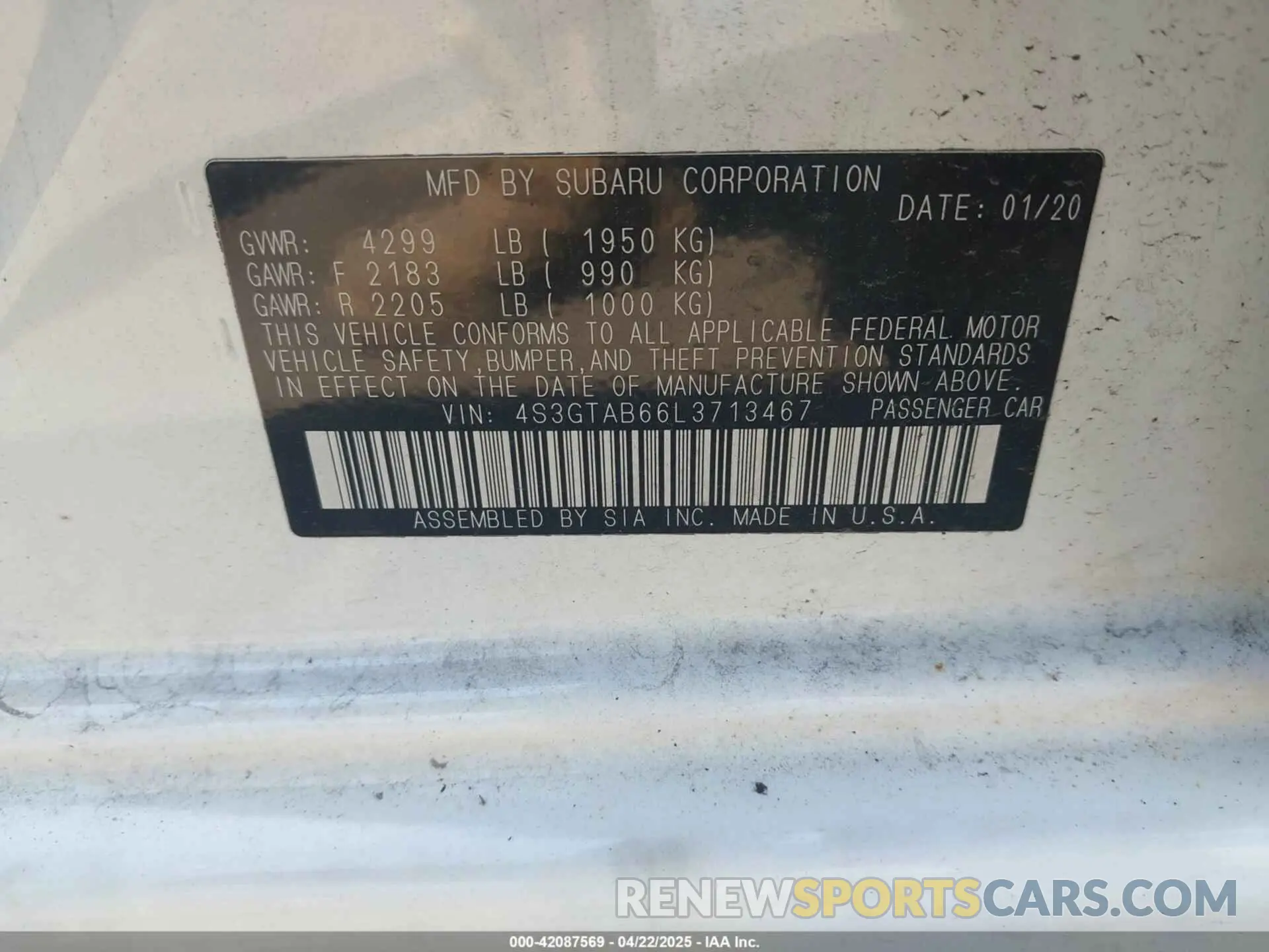 9 Фотография поврежденного автомобиля 4S3GTAB66L3713467 SUBARU IMPREZA 2020