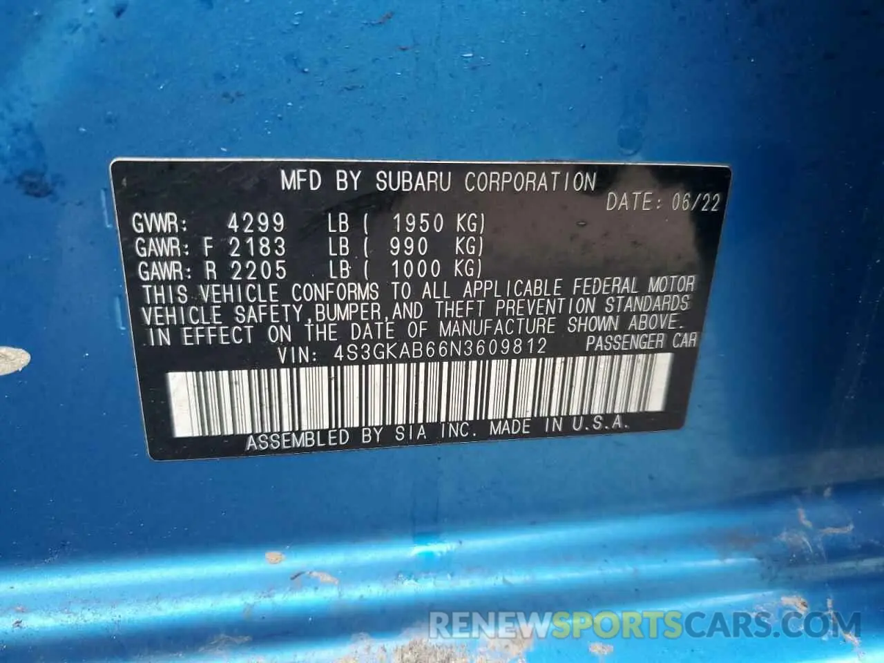 13 Фотография поврежденного автомобиля 4S3GKAB66N3609812 SUBARU IMPREZA 2022
