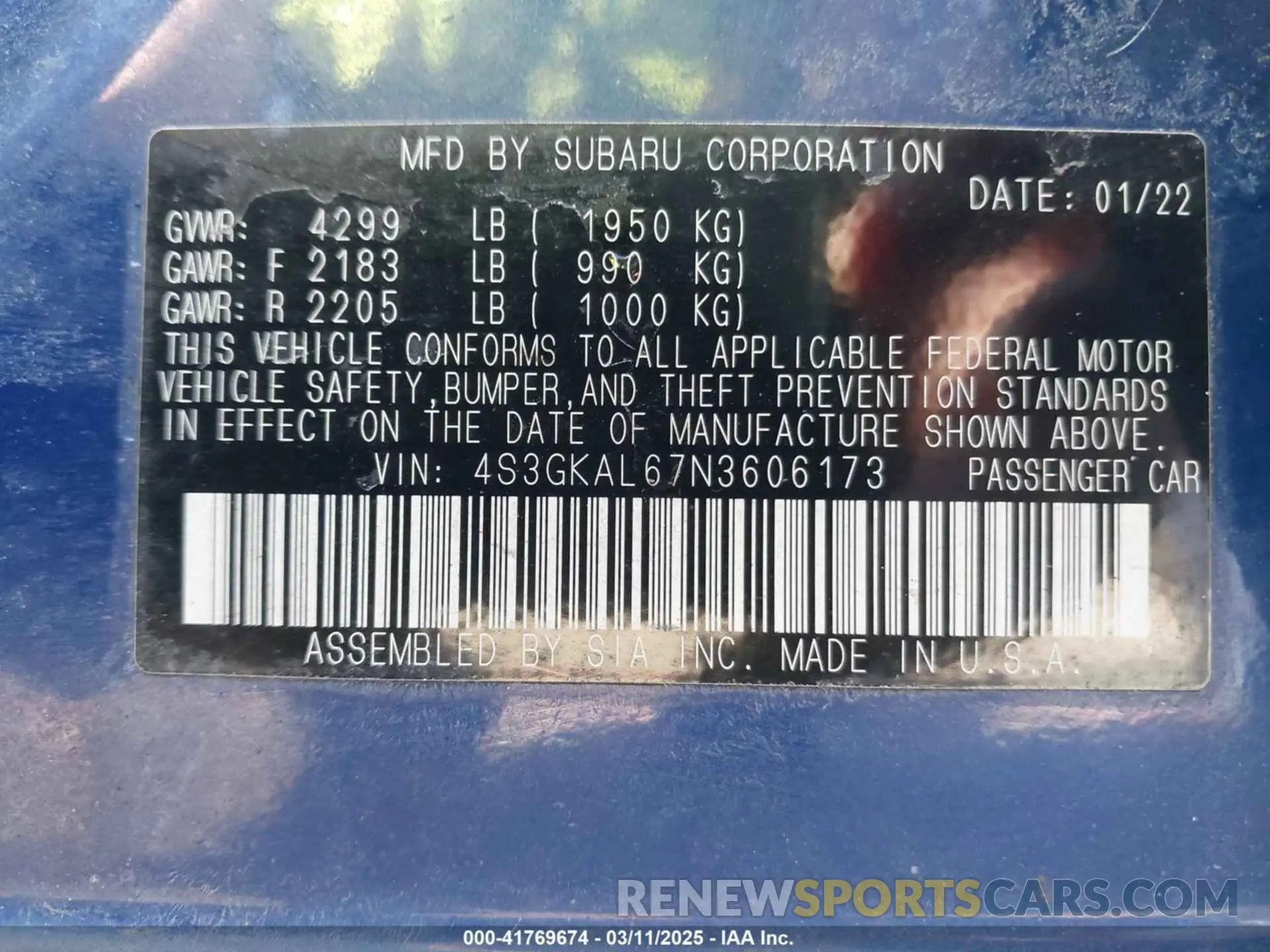 9 Фотография поврежденного автомобиля 4S3GKAL67N3606173 SUBARU IMPREZA 2022
