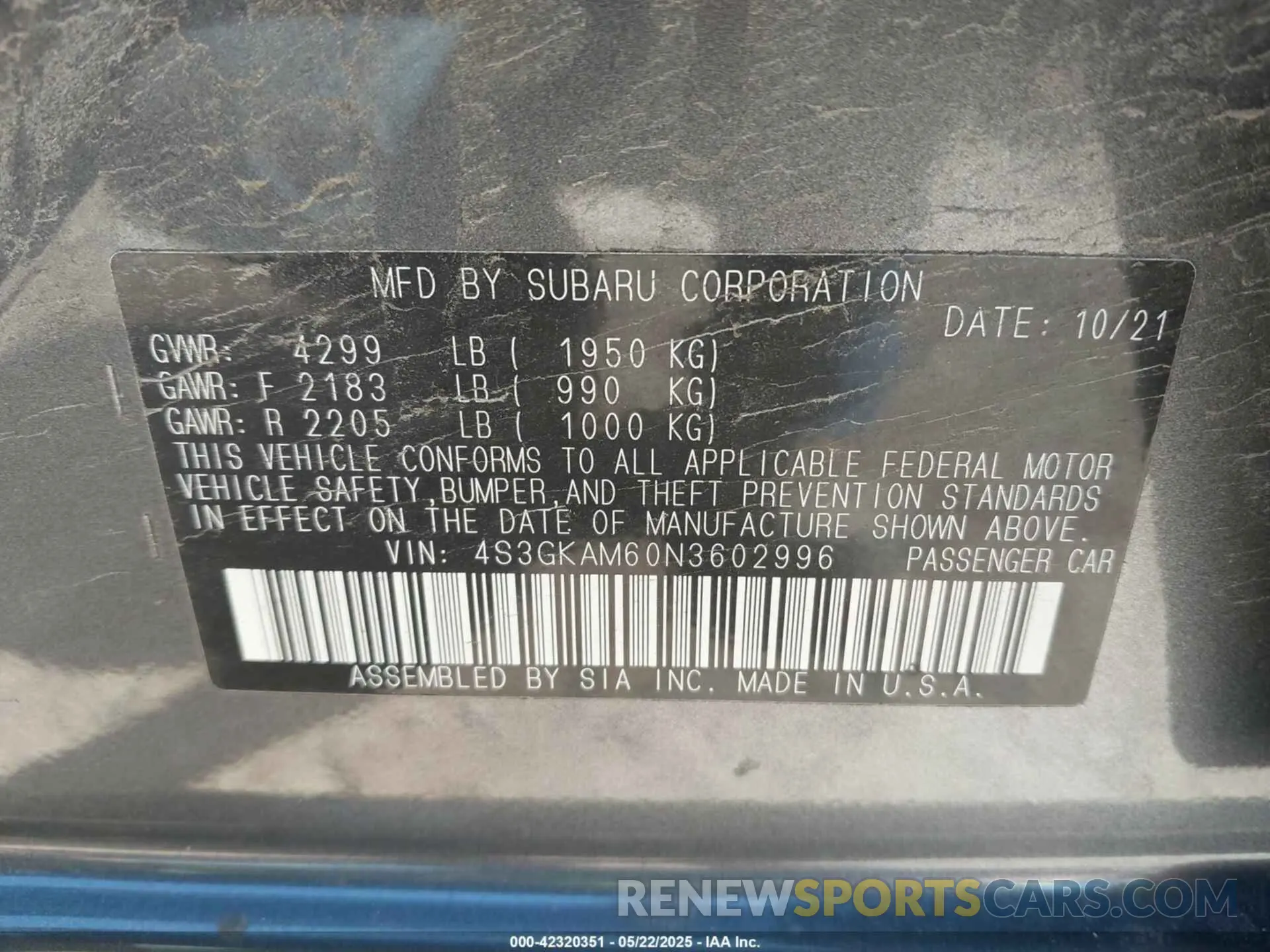 9 Фотография поврежденного автомобиля 4S3GKAM60N3602996 SUBARU IMPREZA 2022