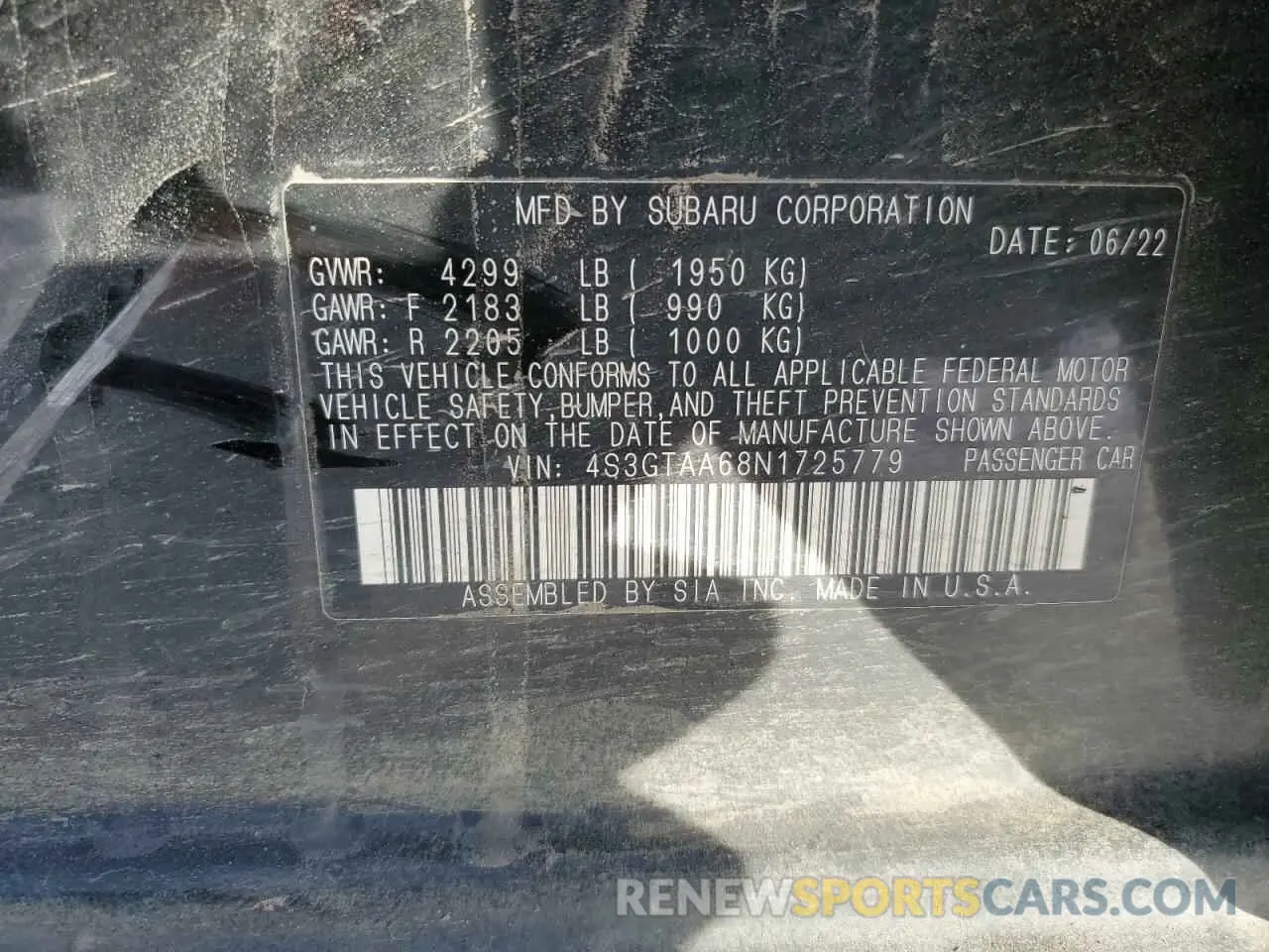 13 Фотография поврежденного автомобиля 4S3GTAA68N1725779 SUBARU IMPREZA 2022